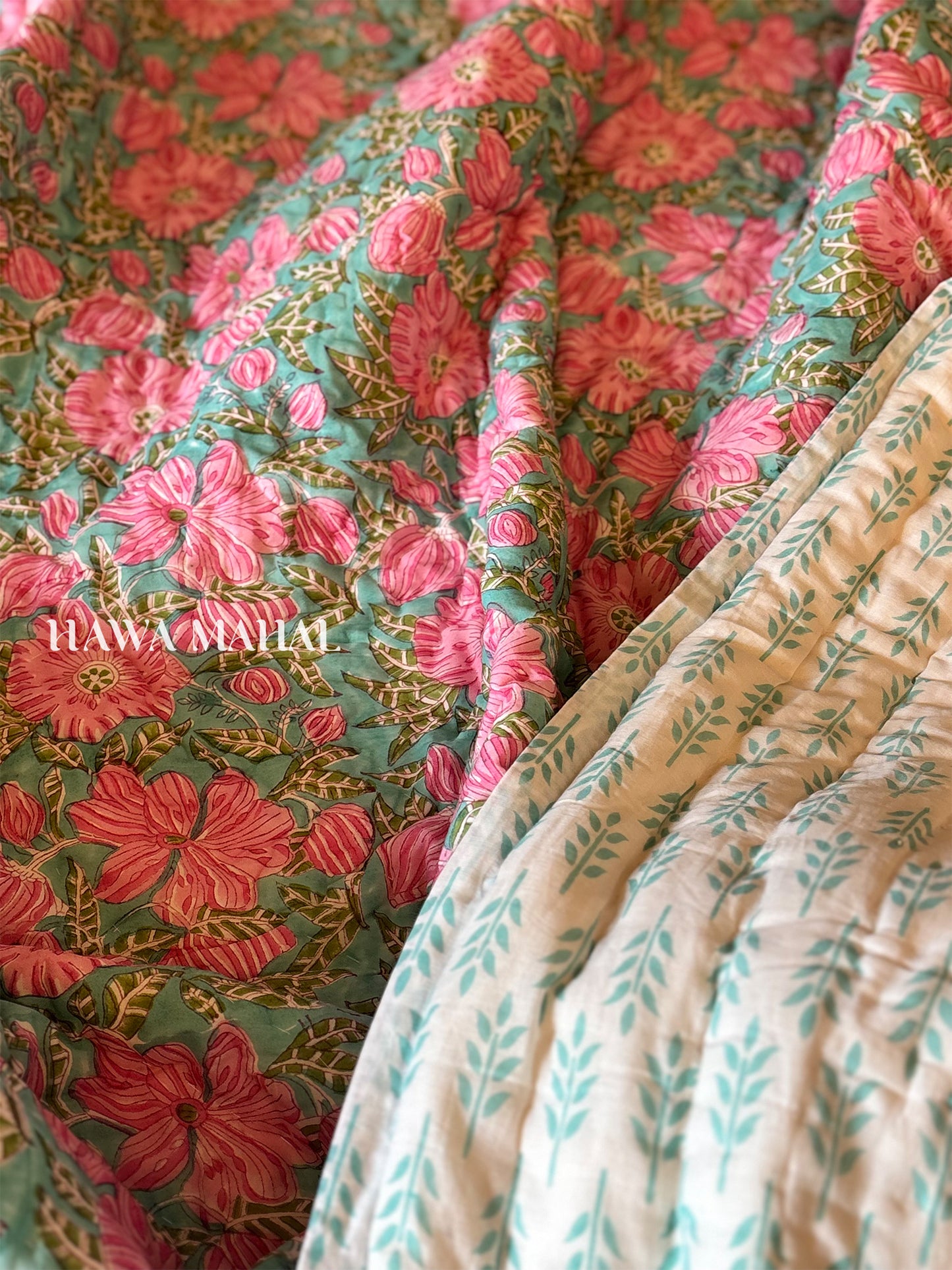 Maya Handblock Printed Reversible Mulmul Cotton Quilt - Single (60 x 90 inch)