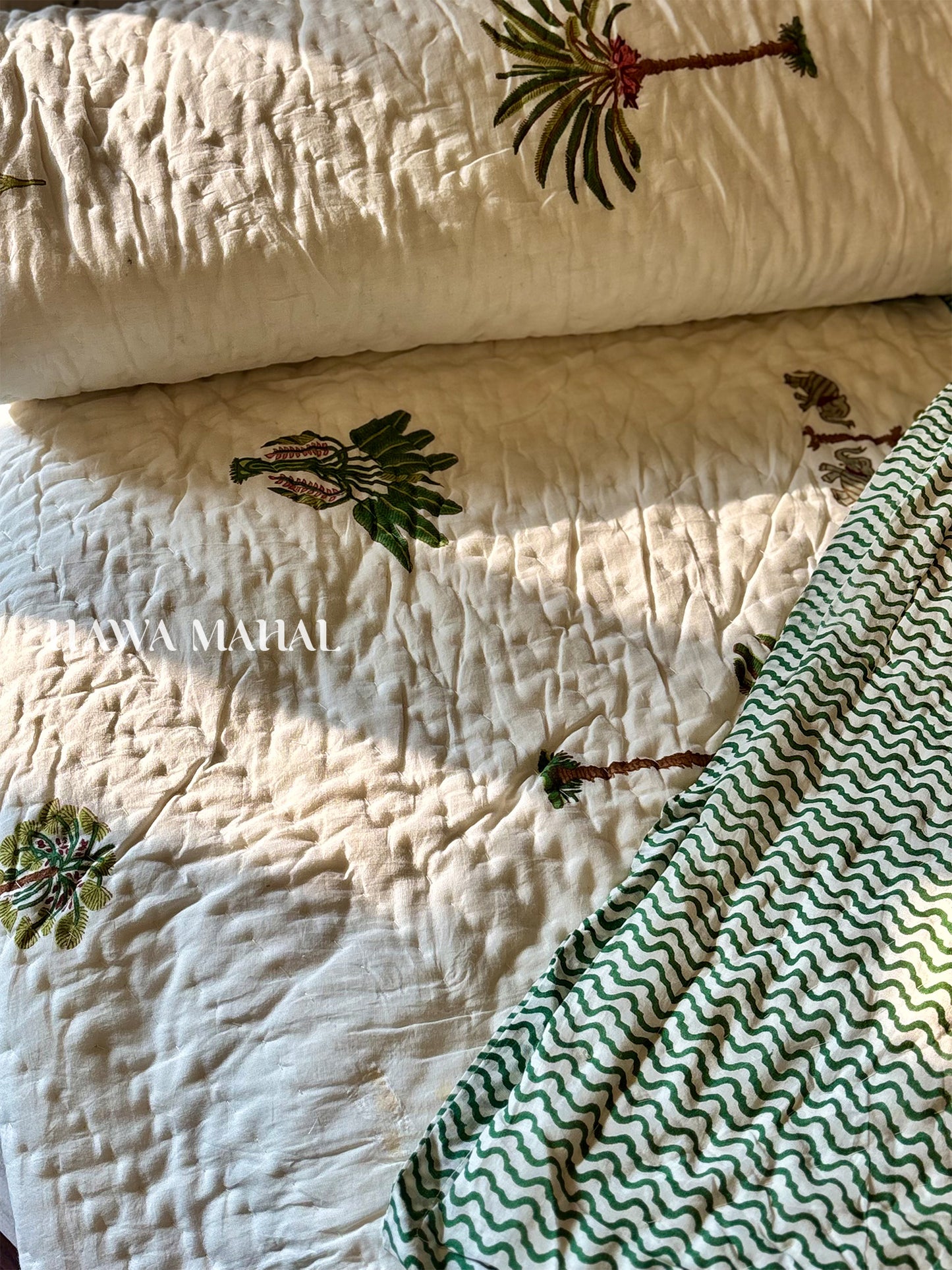 Shikar Bagh Collection - Handblock Printed Reversible Mulmul Cotton Quilt - Double (90 x 108 inch)