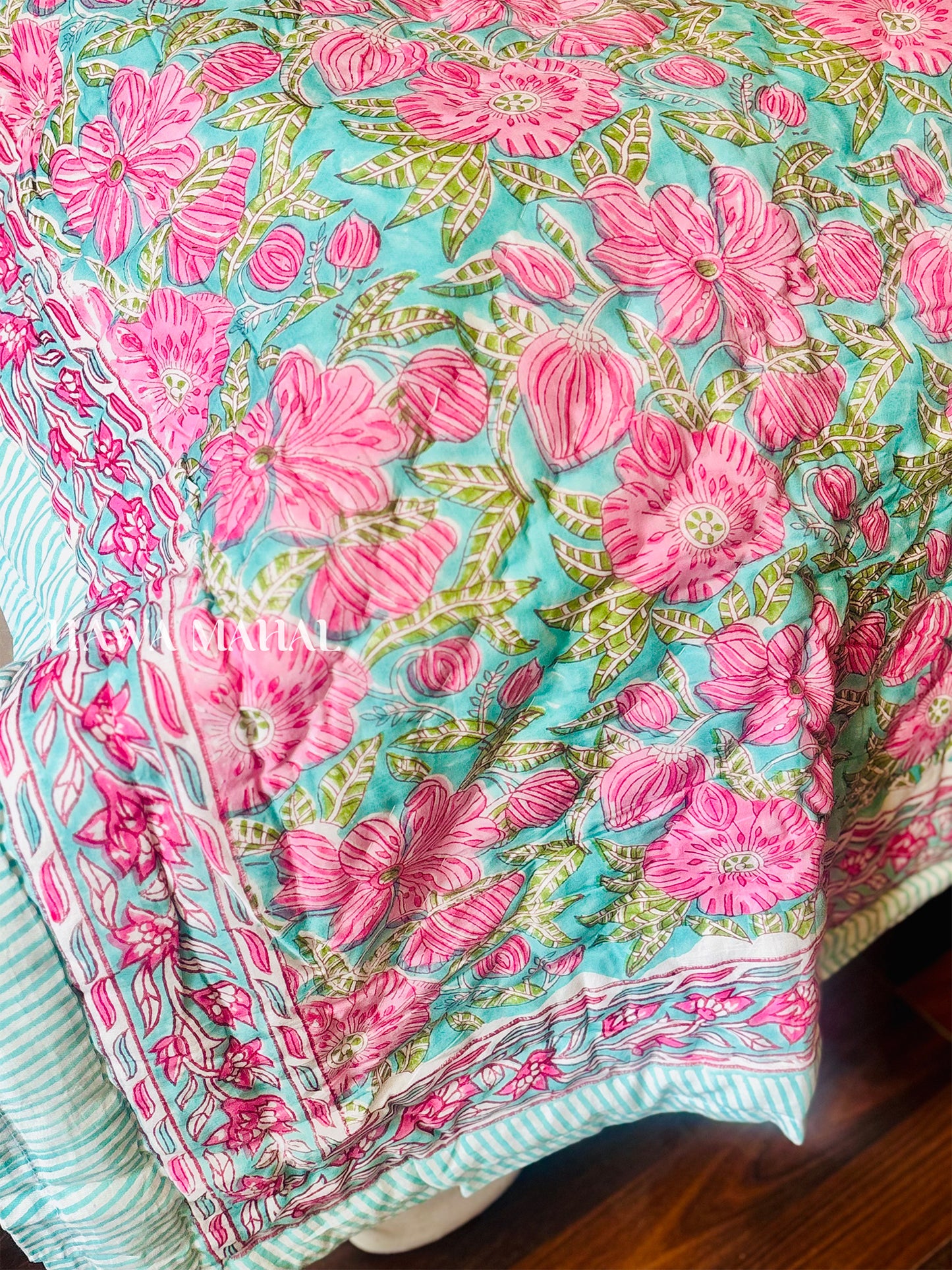Maya Handblock Printed Reversible Mulmul Cotton Quilt - Single (60 x 90 inch)
