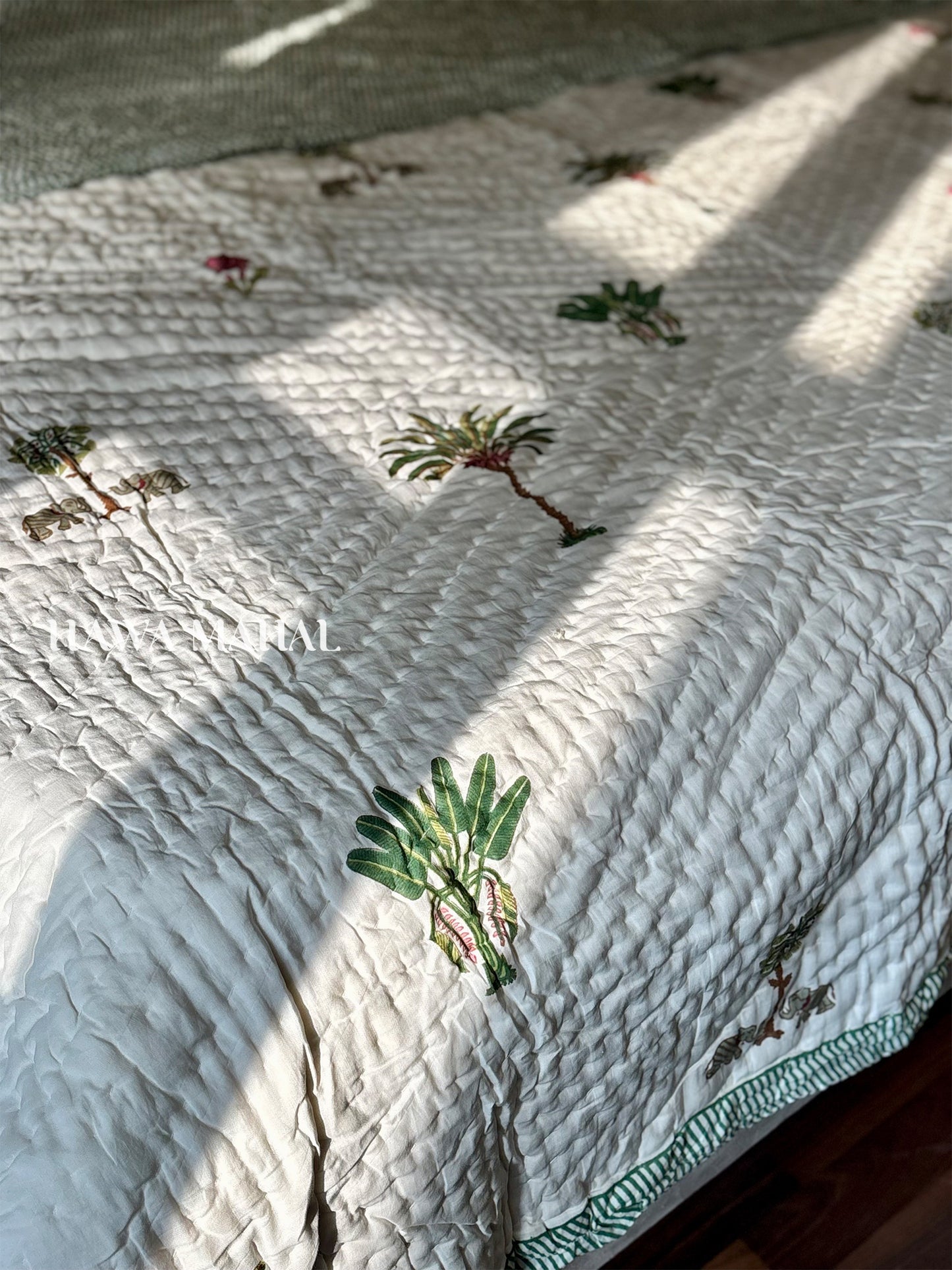 Shikar Bagh Collection - Handblock Printed Reversible Mulmul Cotton Quilt - Double (90 x 108 inch)