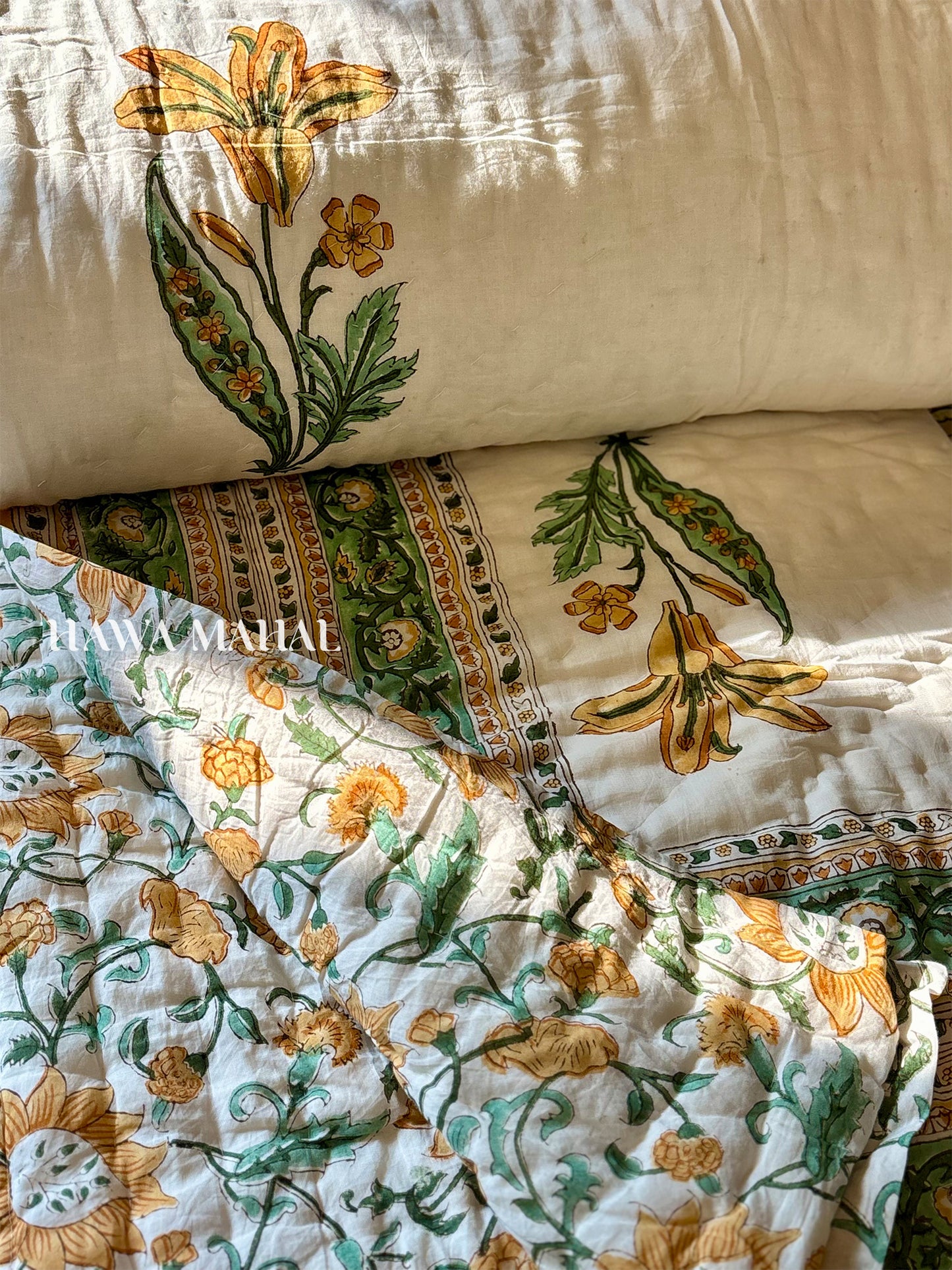 Handblock Printed Reversible Mulmul Cotton Quilt - Double (90 x 108 inch)