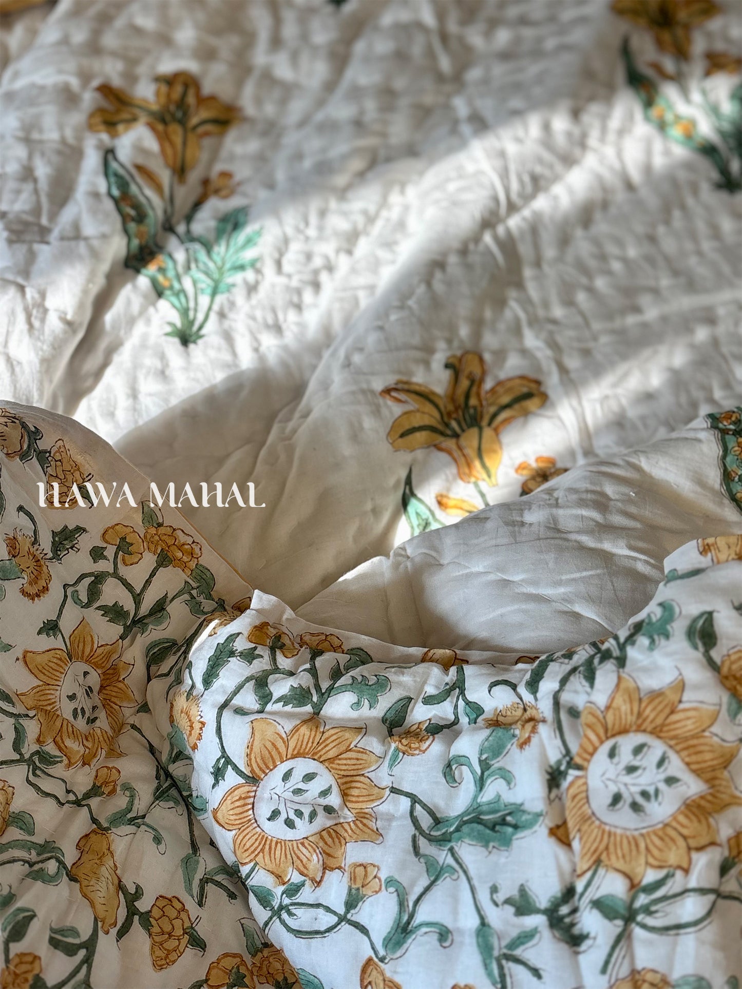Handblock Printed Reversible Mulmul Cotton Quilt - Double (90 x 108 inch)
