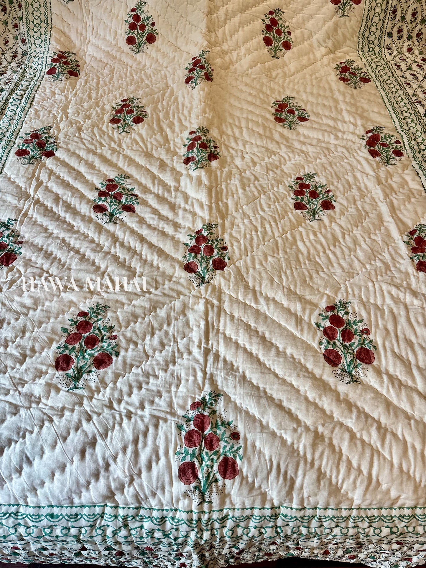 Anar Bagh Collection - Handblock Printed Reversible Mulmul Cotton Quilt - Single (60 x 90 inch)