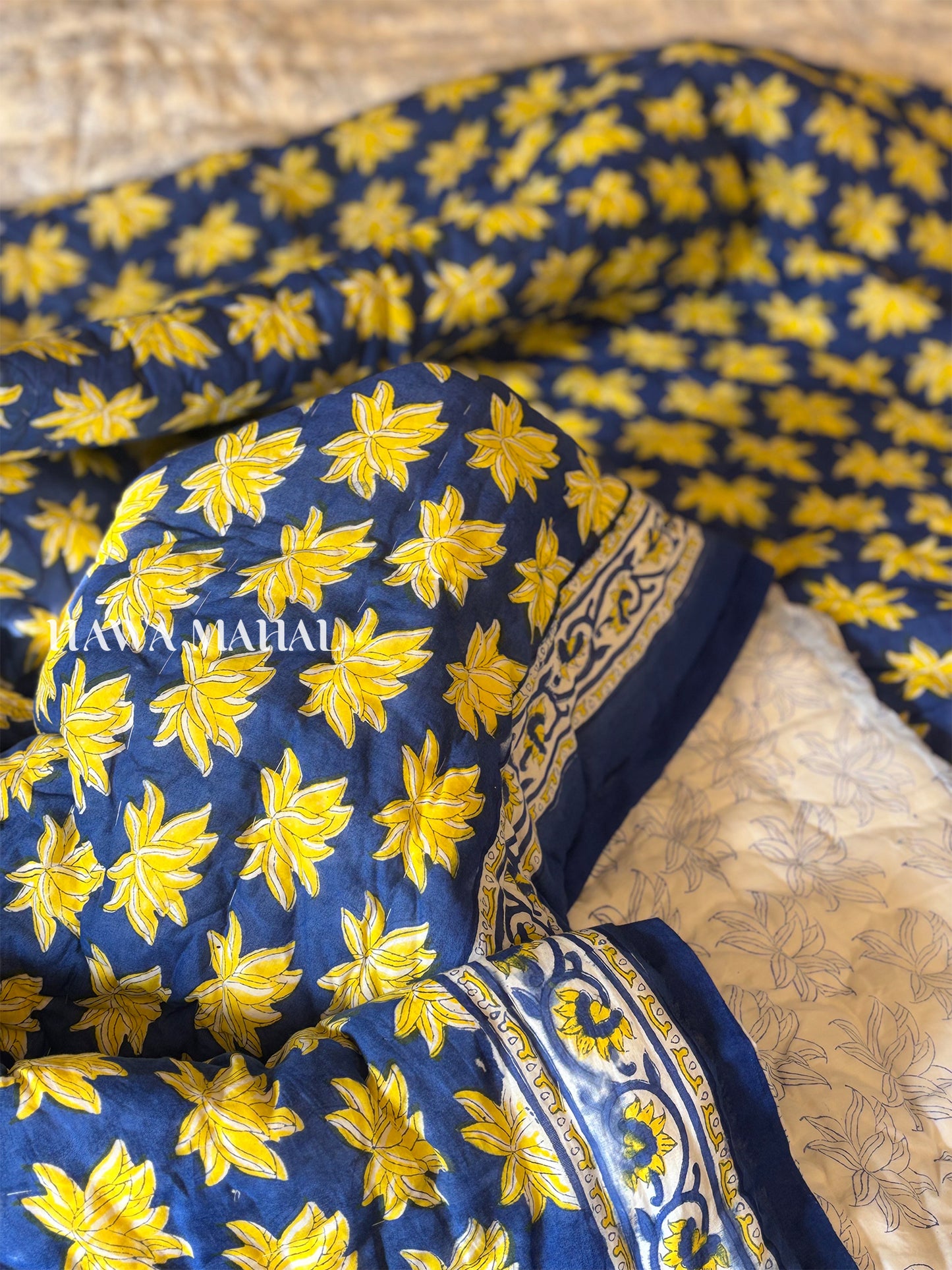 Handblock Printed Reversible Mulmul Cotton Quilt - Double (90 x 108 inch)