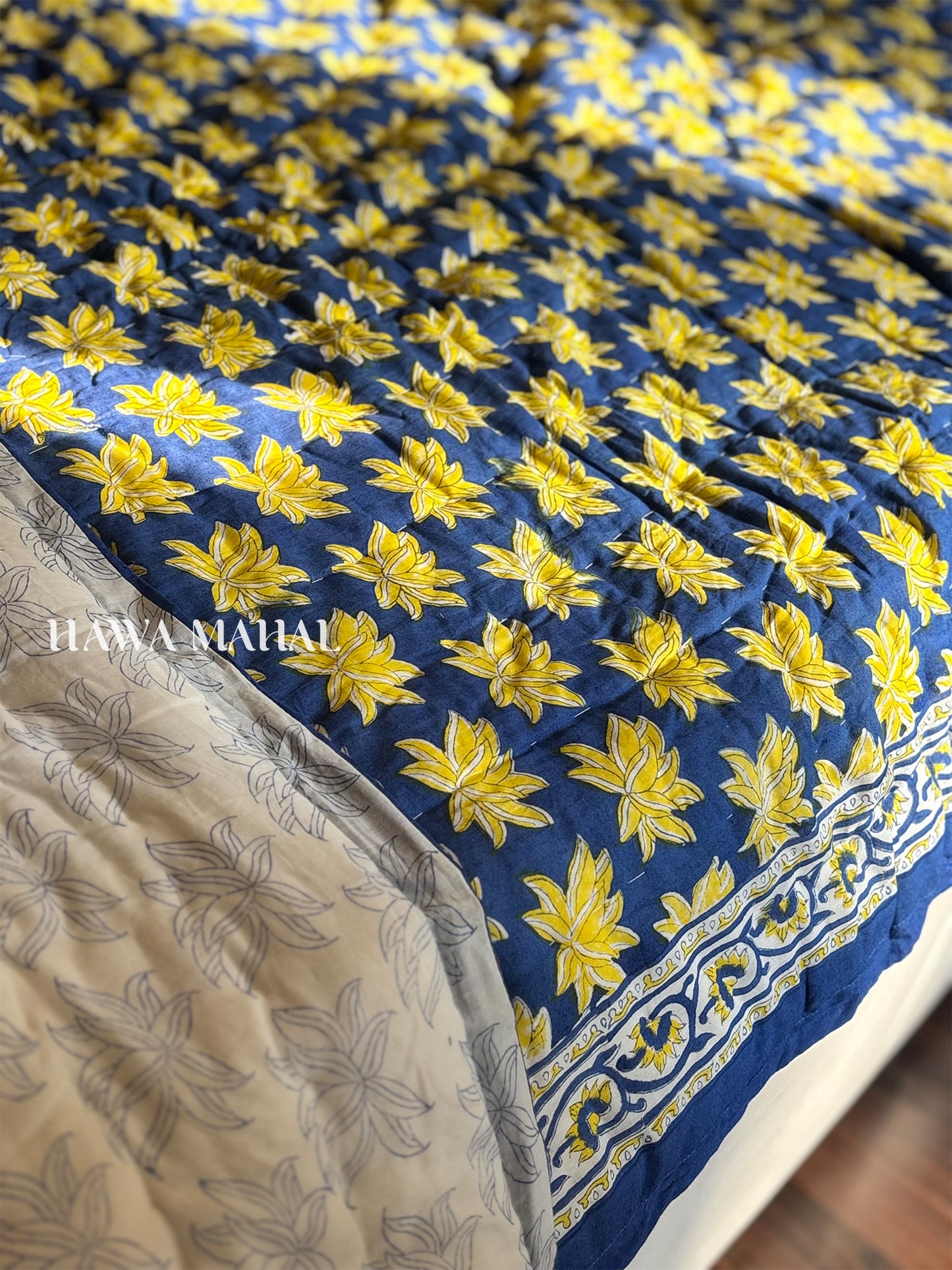 Handblock Printed Reversible Mulmul Cotton Quilt - Double (90 x 108 inch)