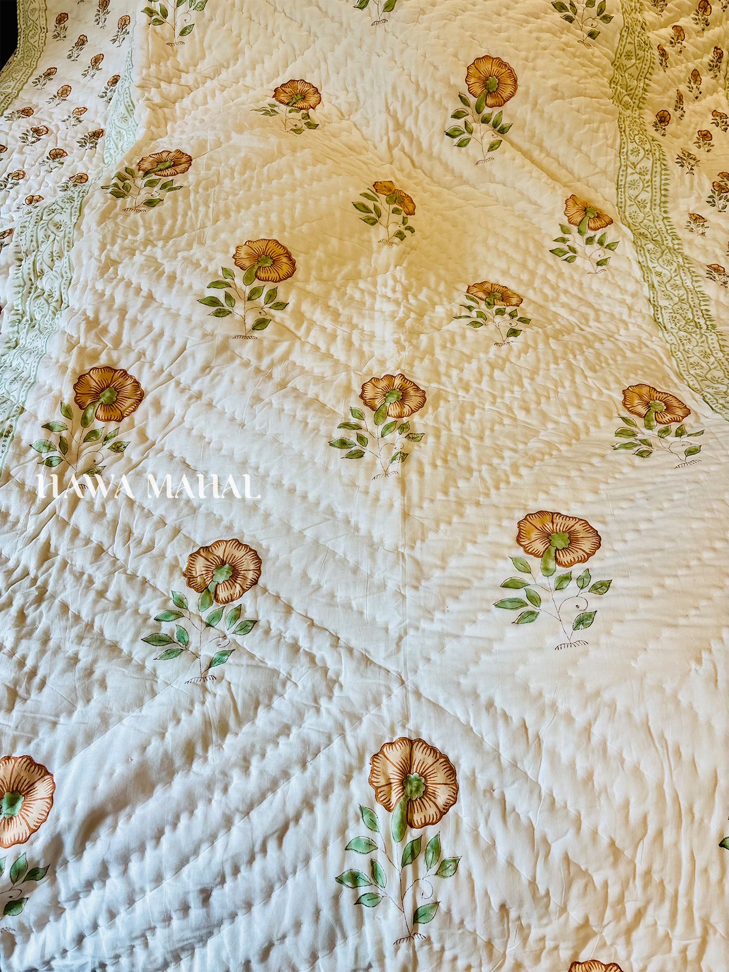 Champa Bagh Collection - Handblock Printed Reversible Mulmul Cotton Quilt - Single (60 x 90 inch)