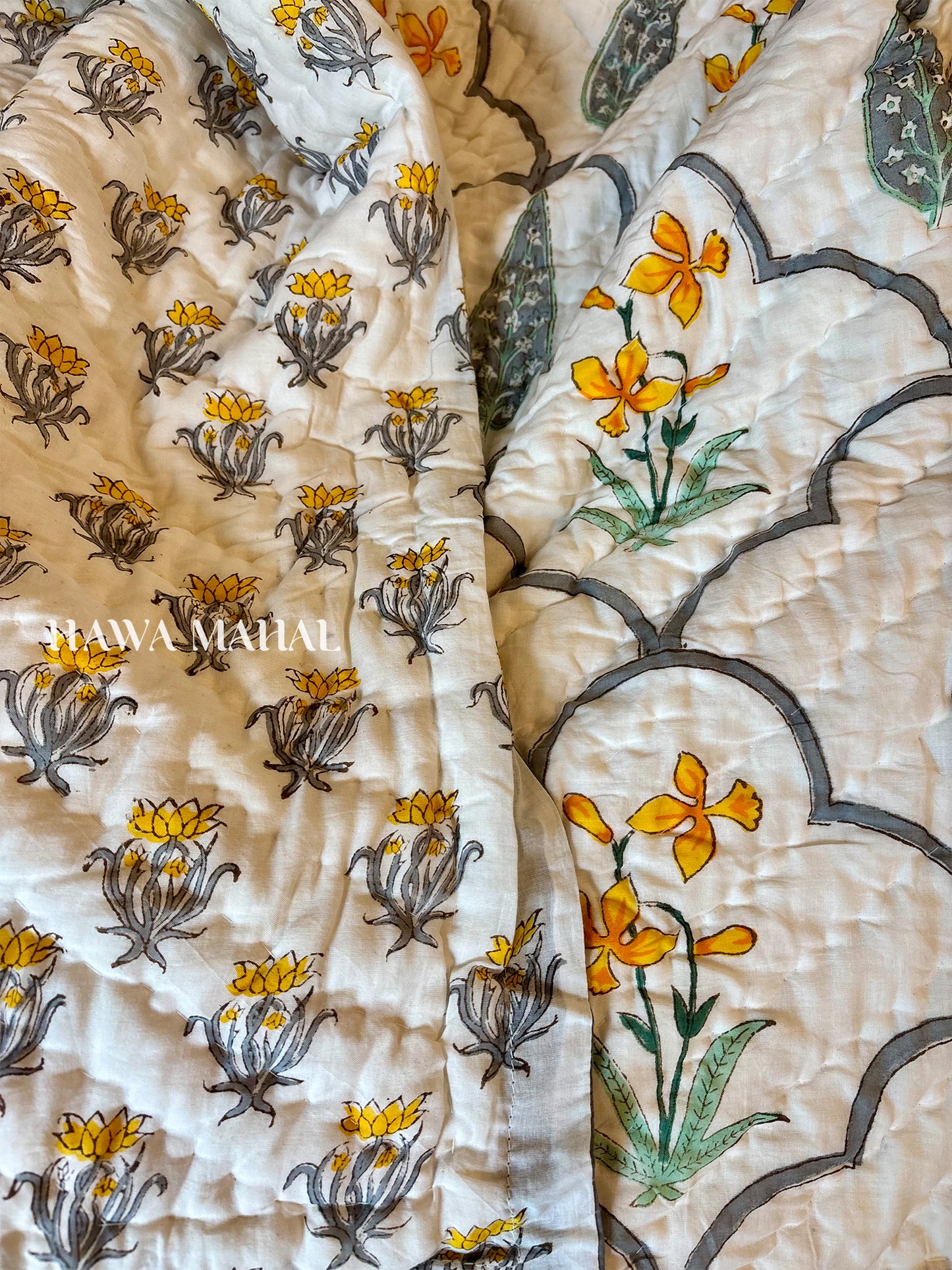 Meera Bagh Collection - Handblock Printed Reversible Mulmul Cotton Quilt - Single (60 x 90 inch)