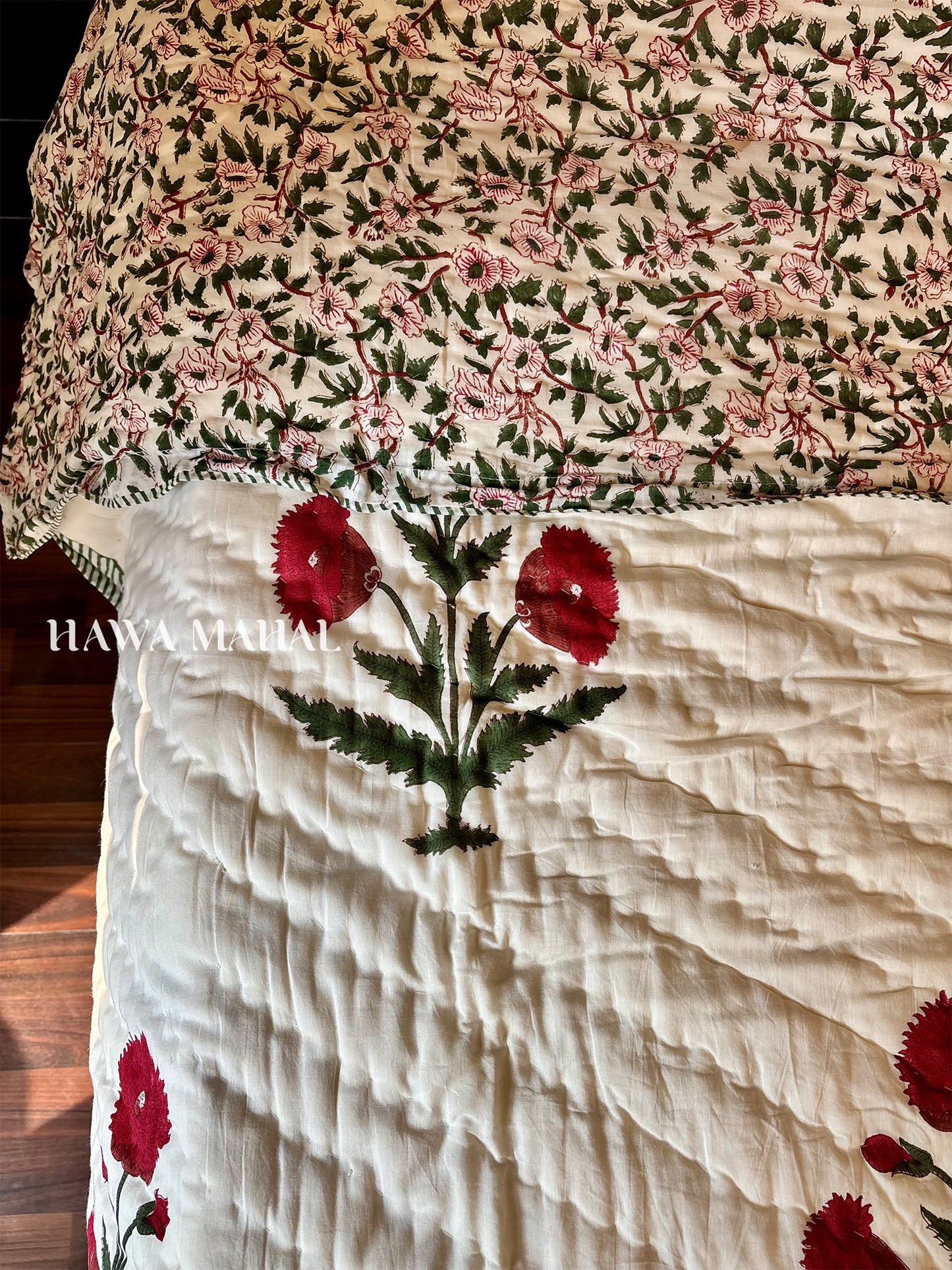 Handblock Printed Reversible Mulmul Cotton Quilt - Double (90 x 108 inch)