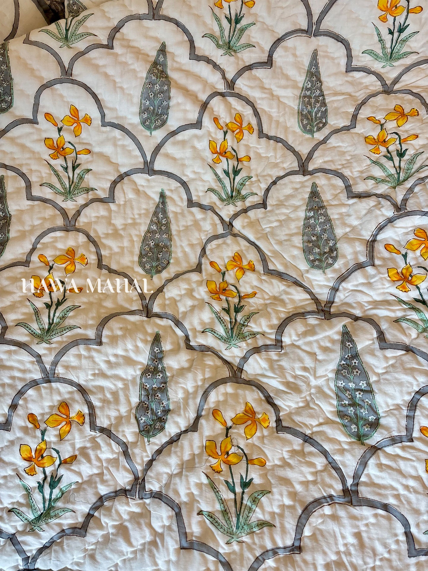 Meera Bagh Collection - Handblock Printed Reversible Mulmul Cotton Quilt - Single (60 x 90 inch)