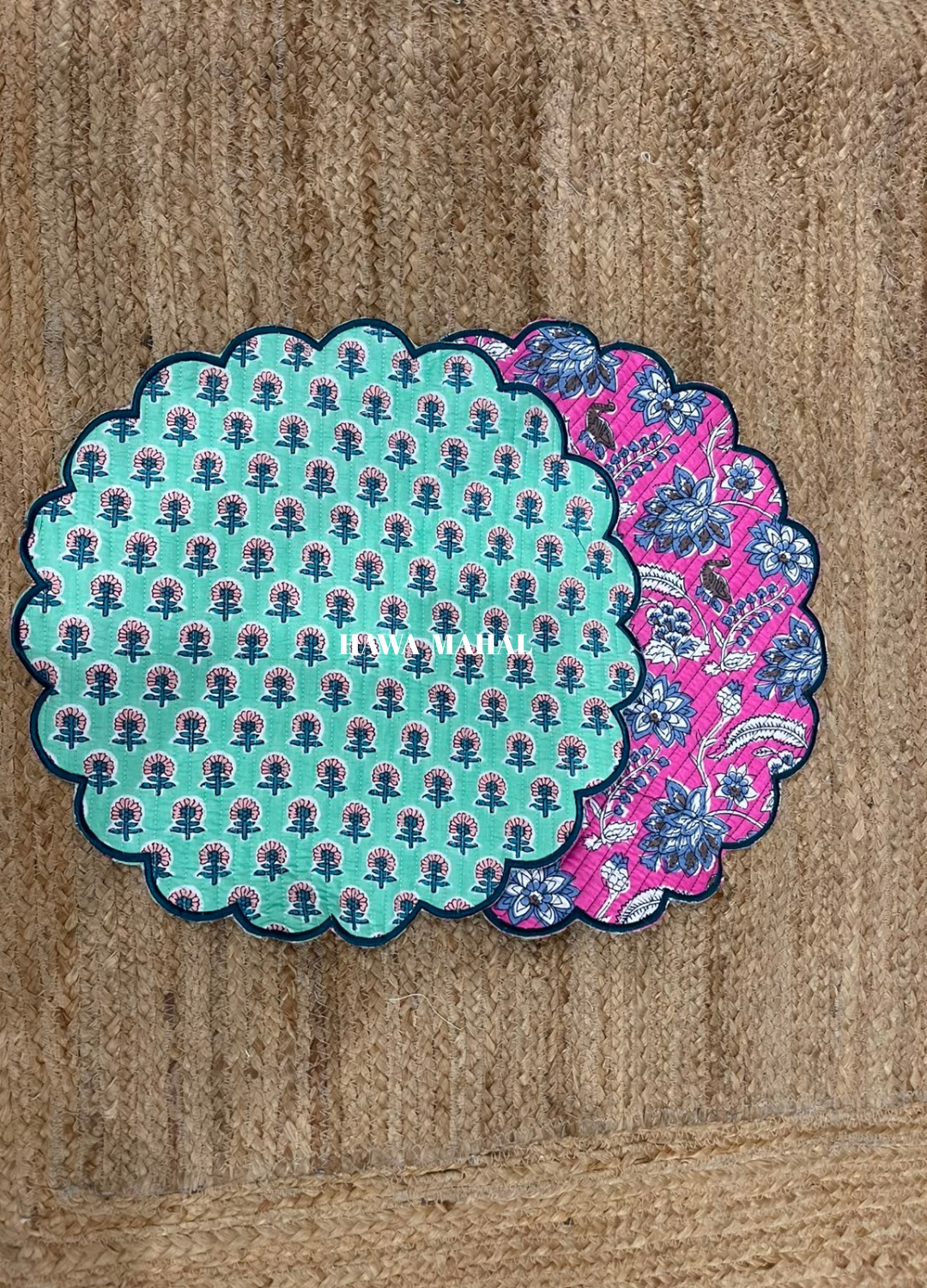 Scalloped Quilted Round Mats - Set of 6