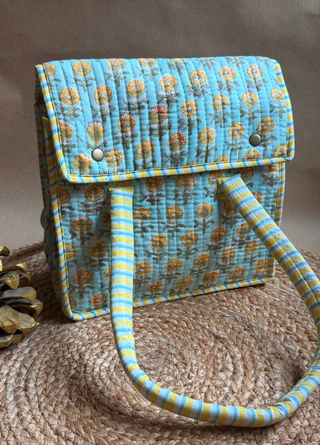 Quilted Lunch Bag - Button Closure