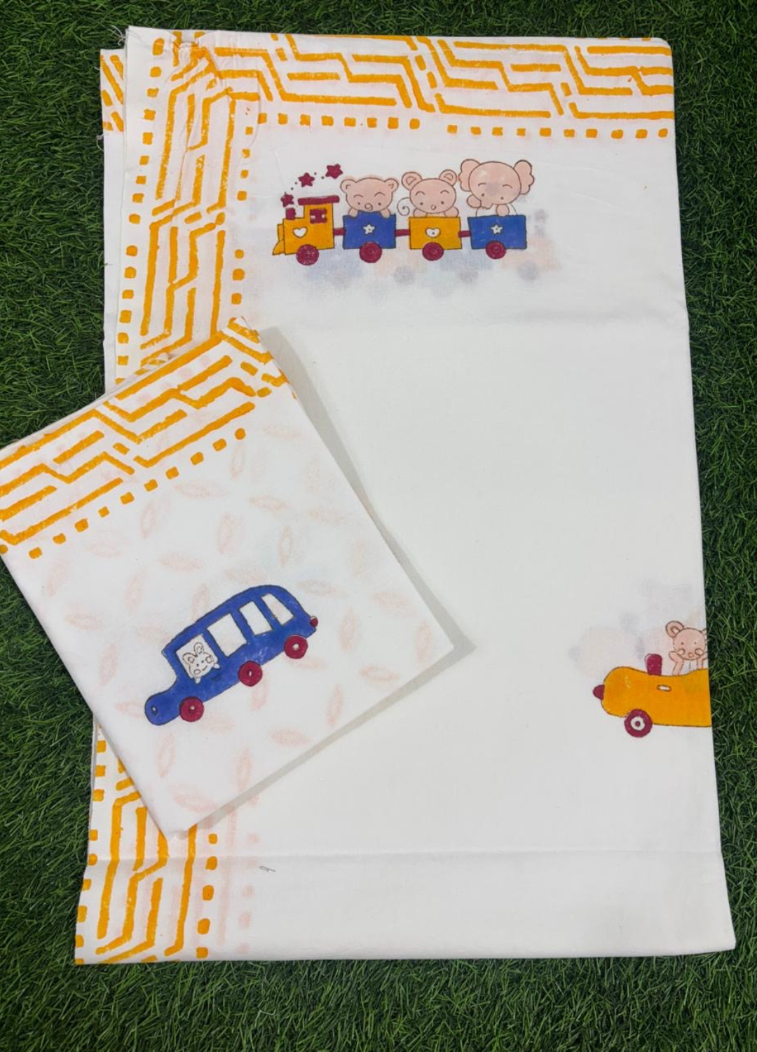 Kids Handblock South cotton Single Bedsheet – Car Race
