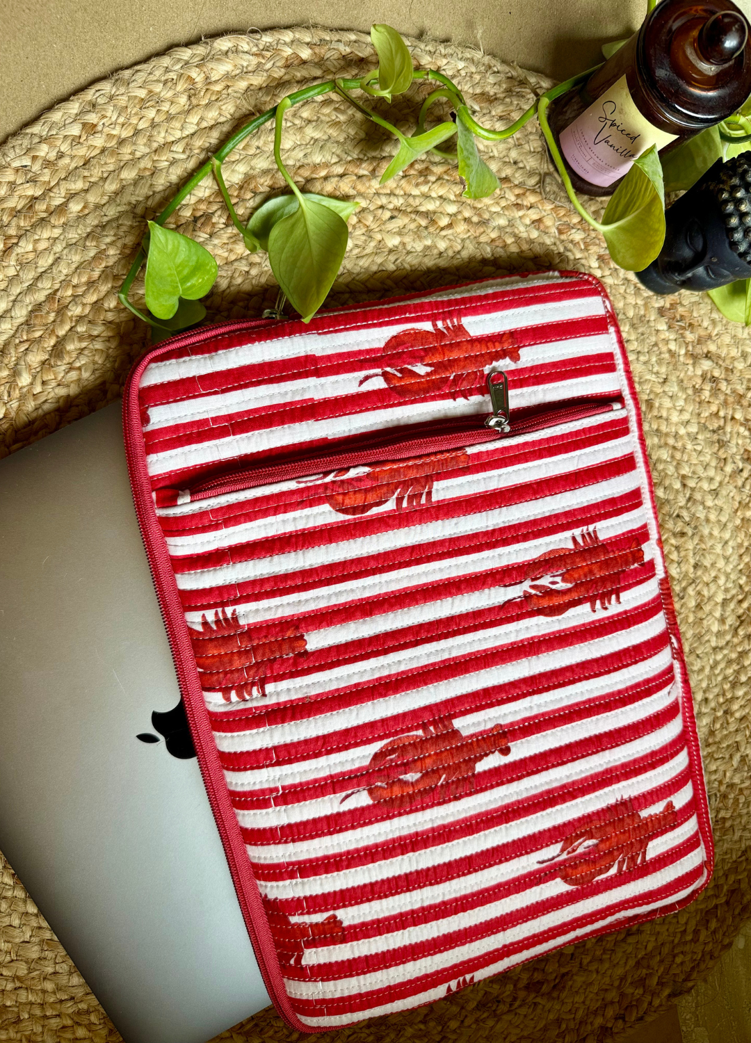 Blockprinted Quilted Cotton- Laptop Sleeve