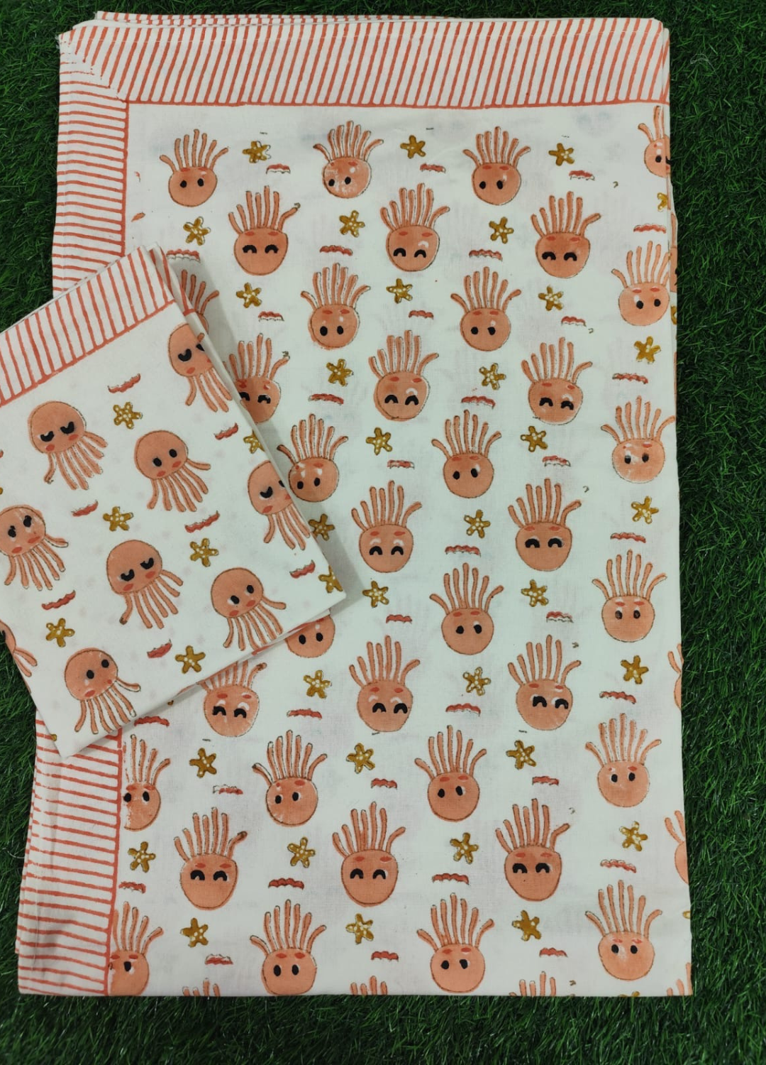 Kids Handblock South cotton Single Bedsheet – Octopus