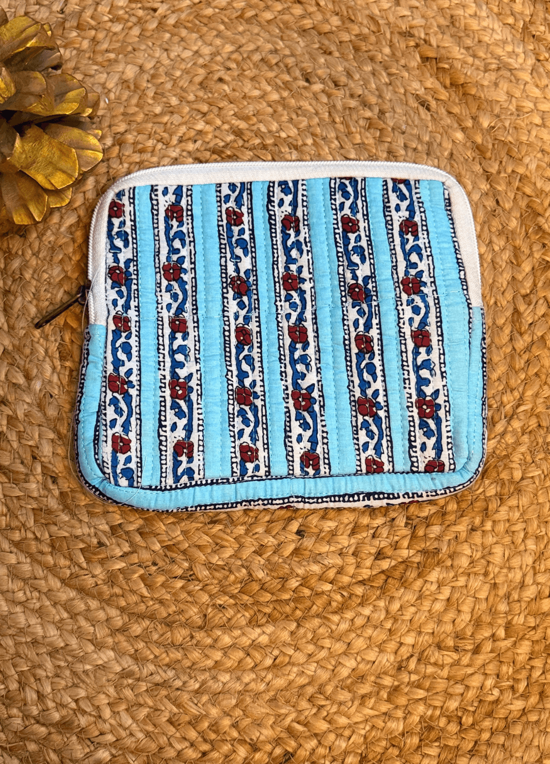 Handblock Quilted Flat Pouch