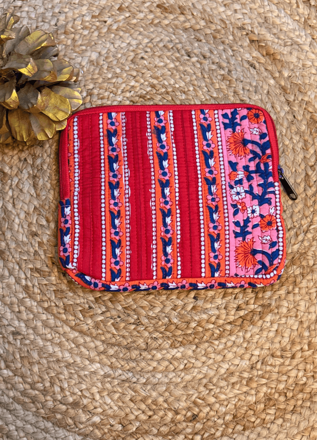 Handblock Quilted Flat Pouch