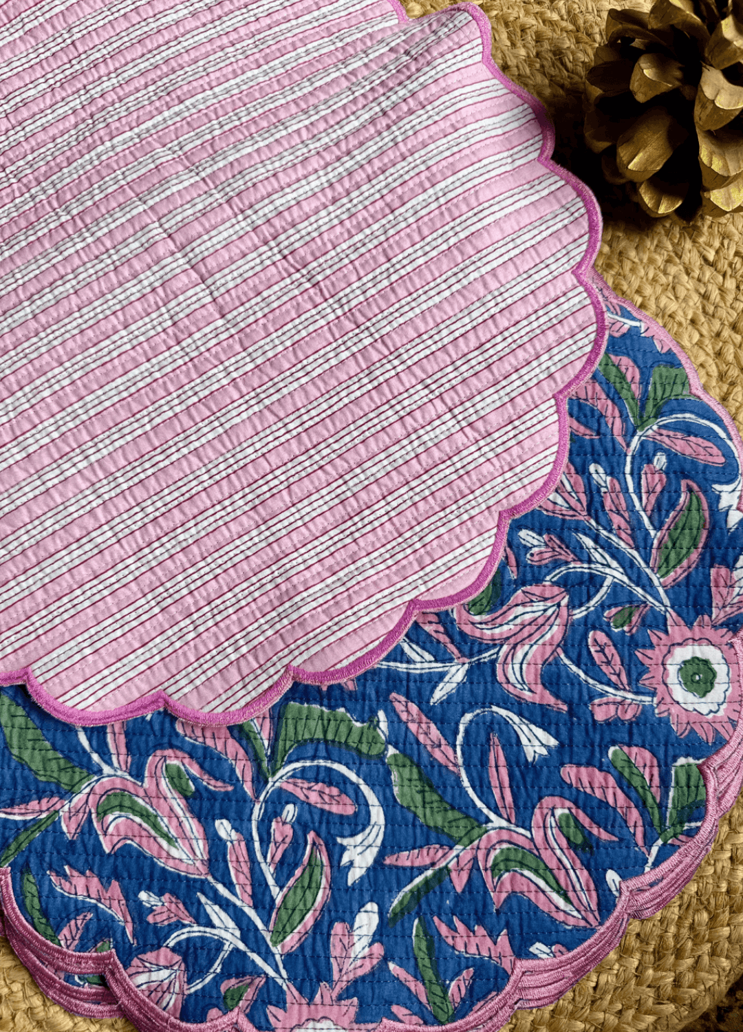 Scalloped Quilted Round Mats - Set of 6