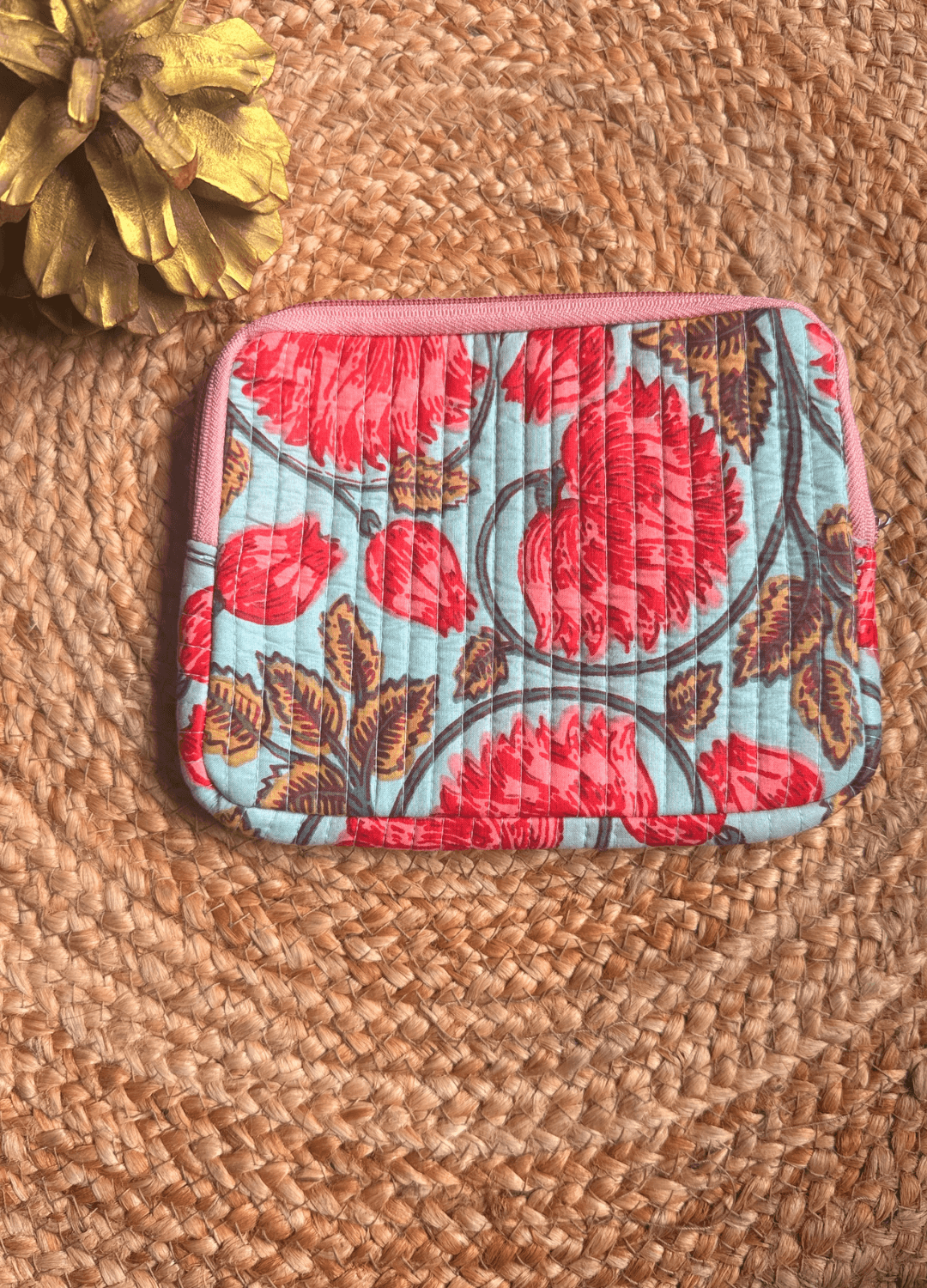 Handblock Quilted Small Pouch