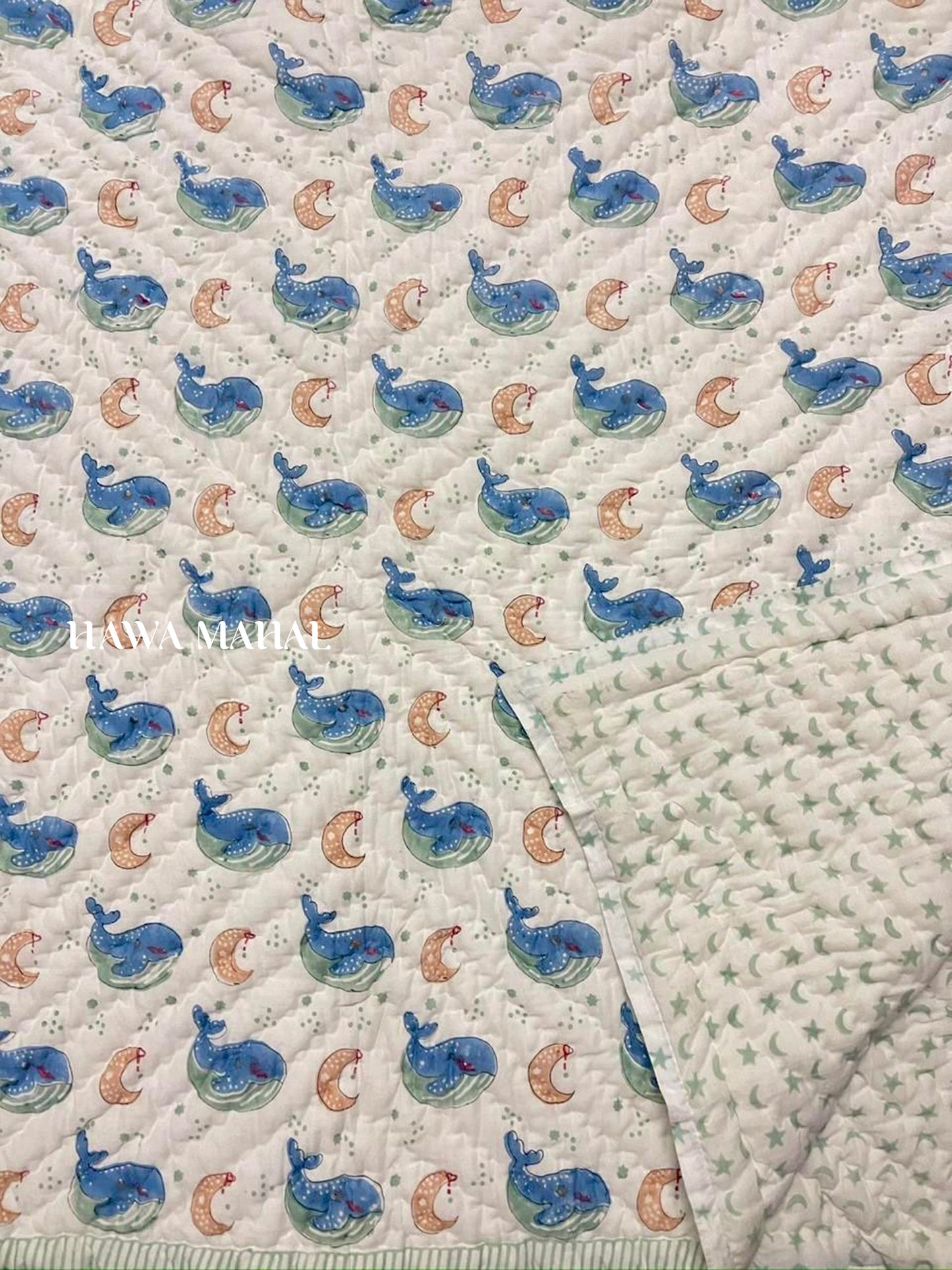 Kids Reversible Mulmul Blankets - Whales