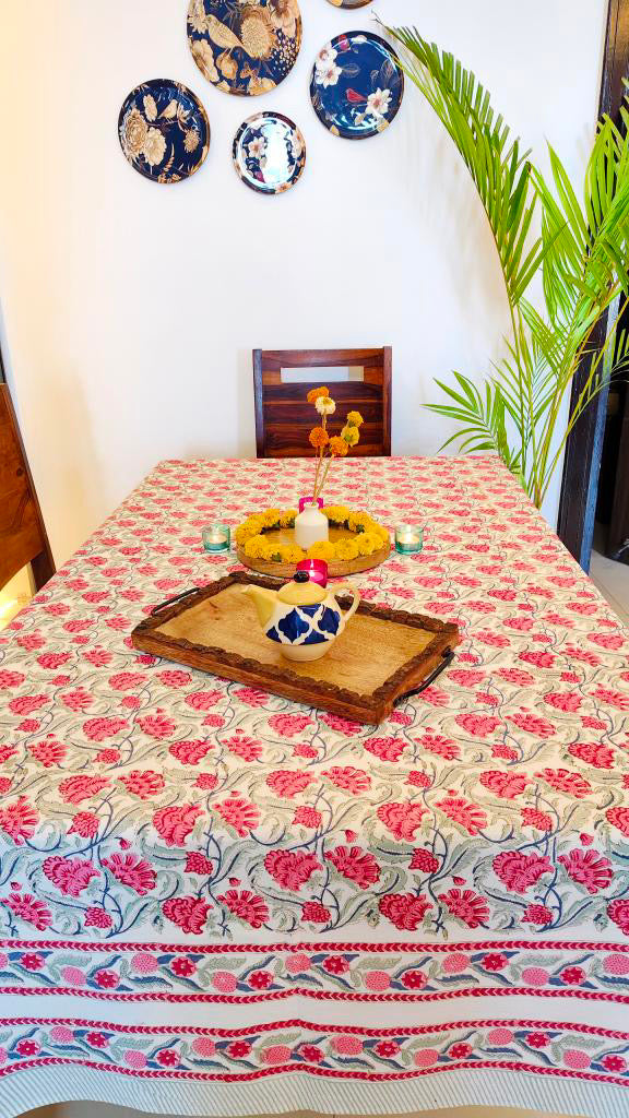 Hand Block Printed Canvas Table Cover – 60x90 inches