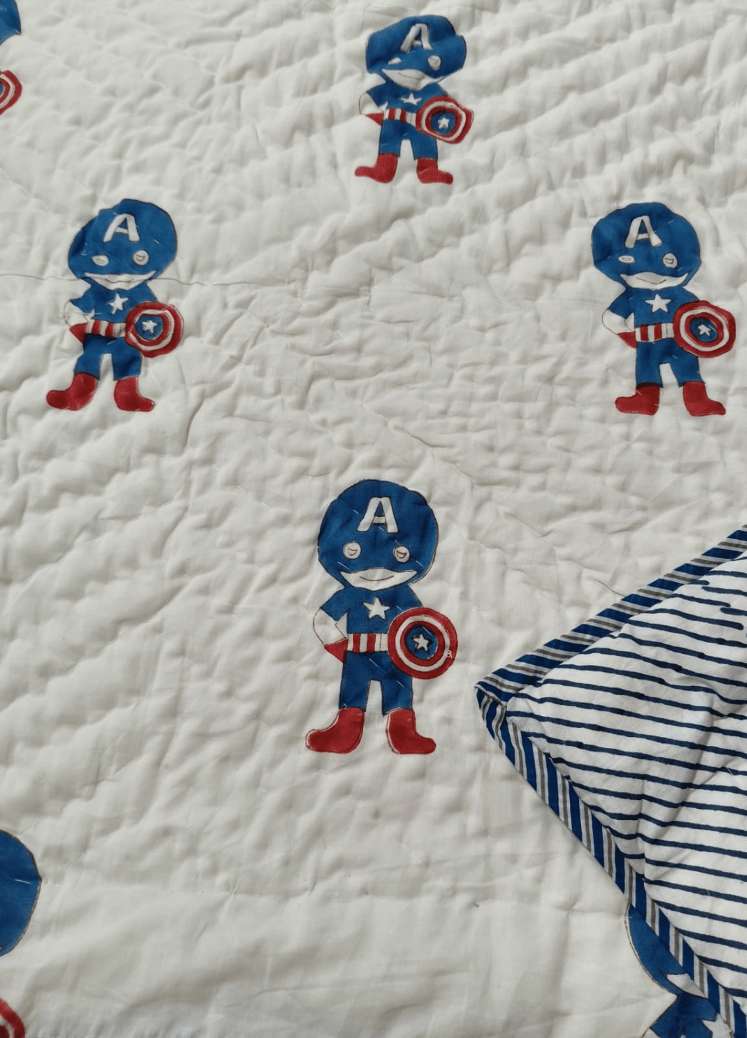 Kids Reversible Mulmul Quilt- Captain America