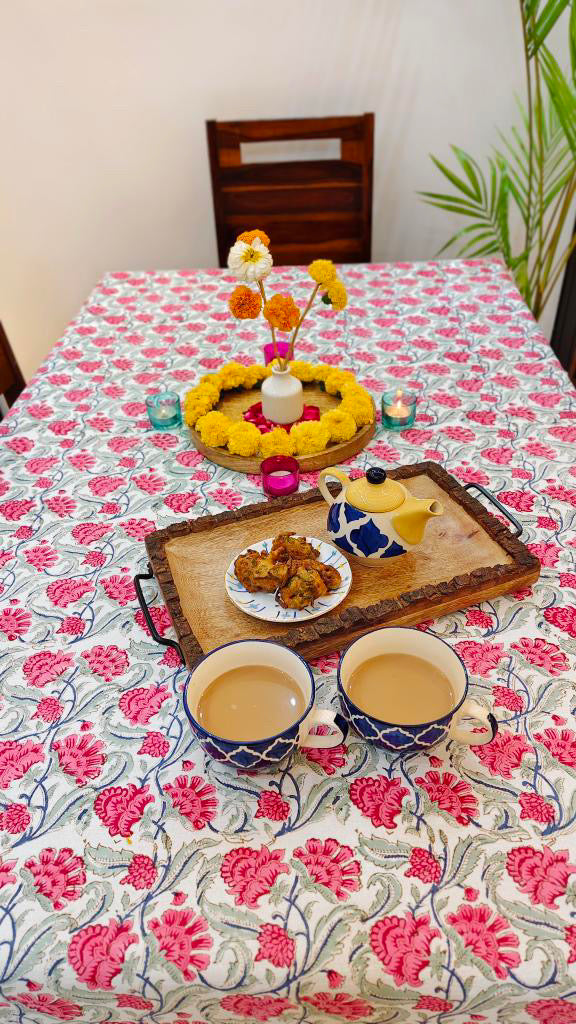 Hand Block Printed Canvas Table Cover – 60x90 inches