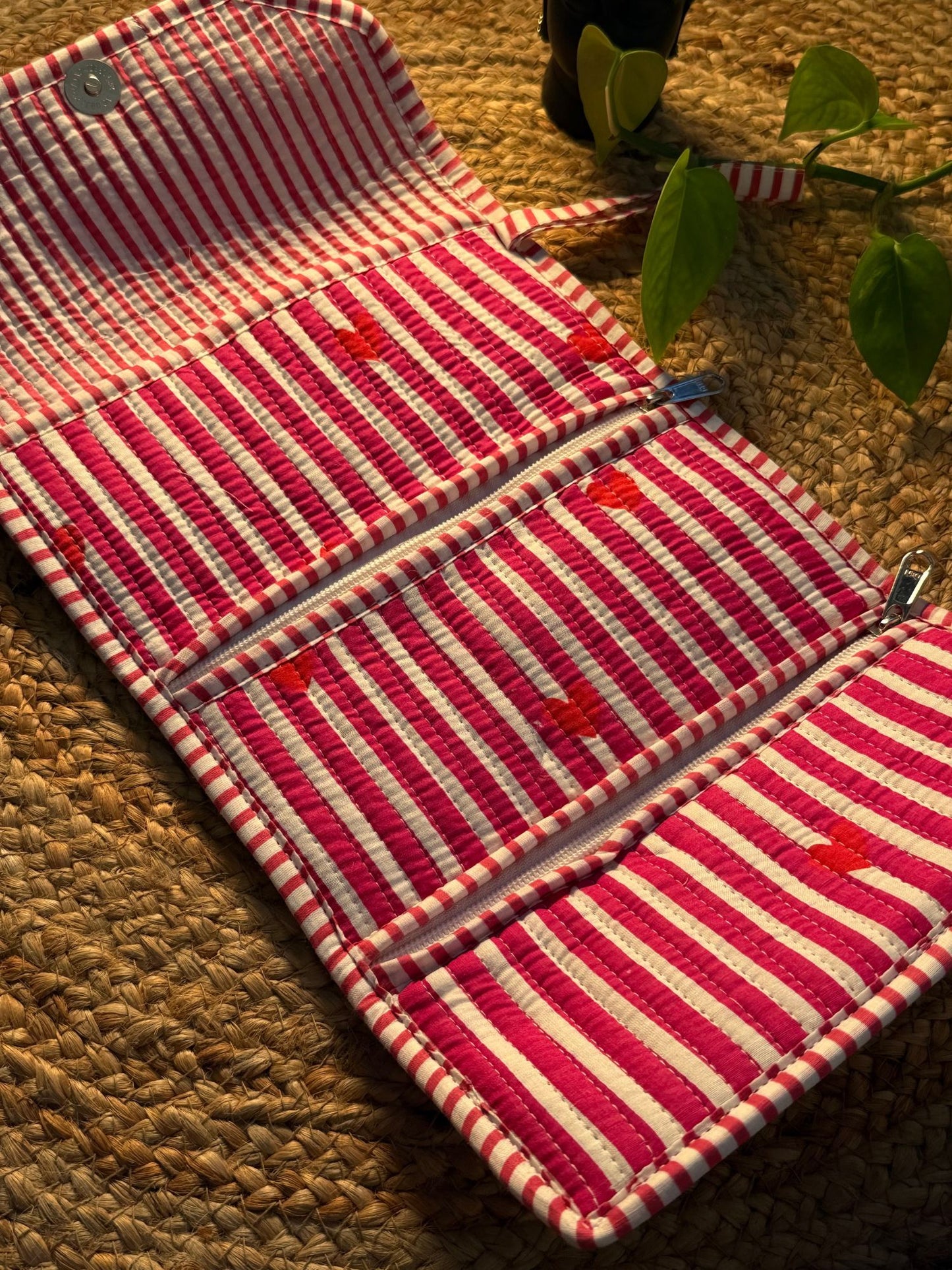 Jewellery Roll Up Pouch - Pink