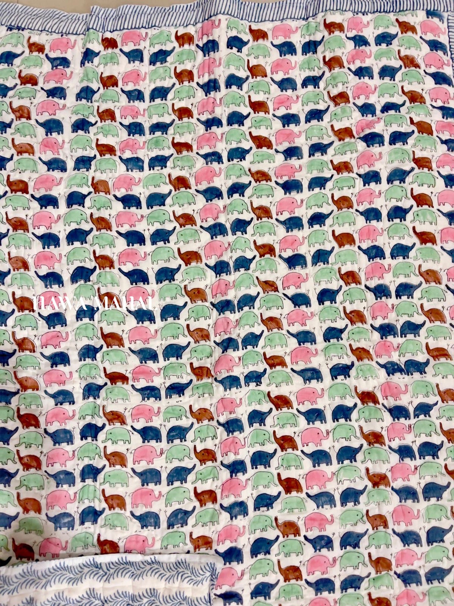 Kids Reversible Mulmul Blankets - Elephants