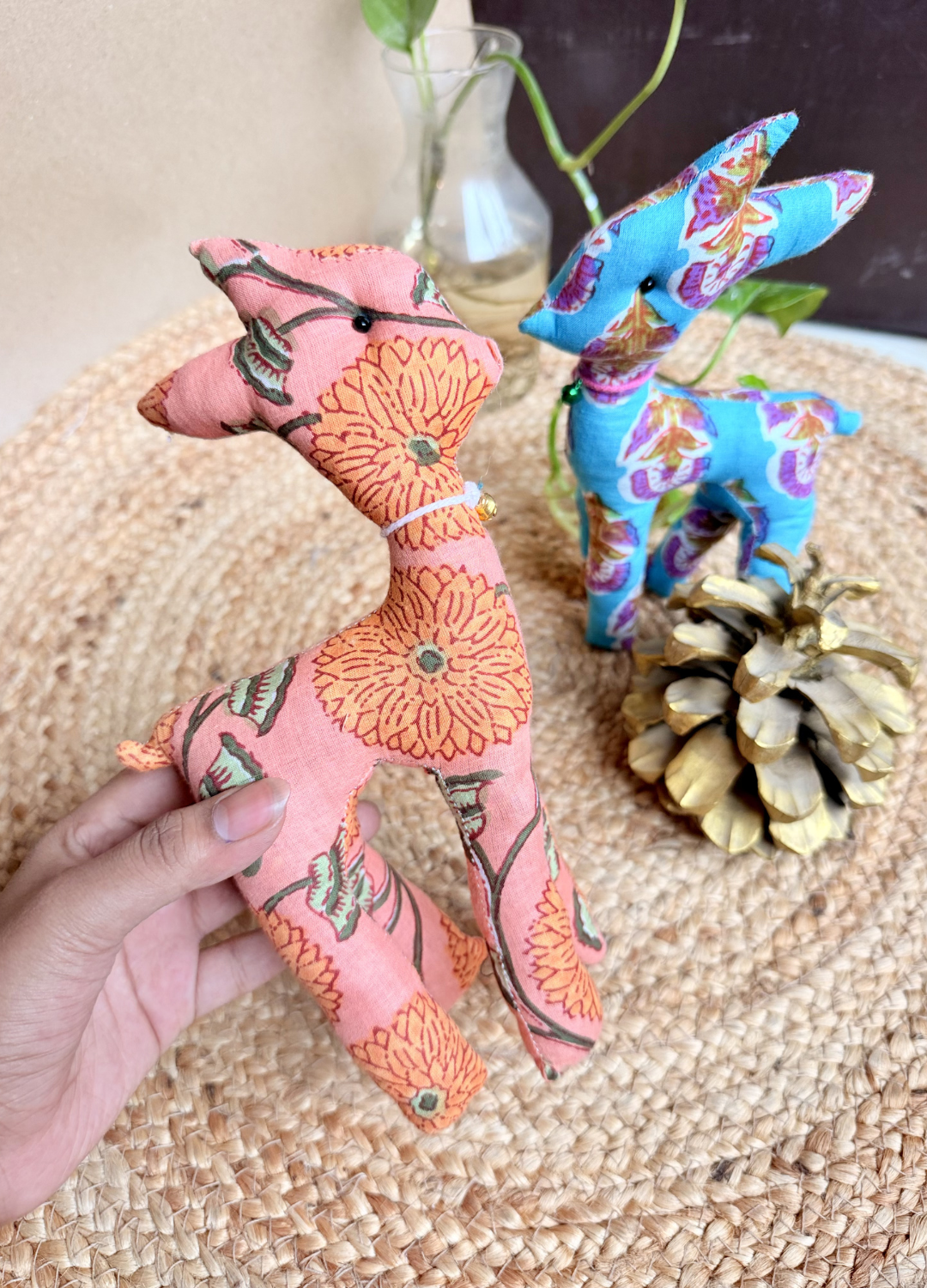 BLOCK PRINTED FABRIC TOYS - DEER