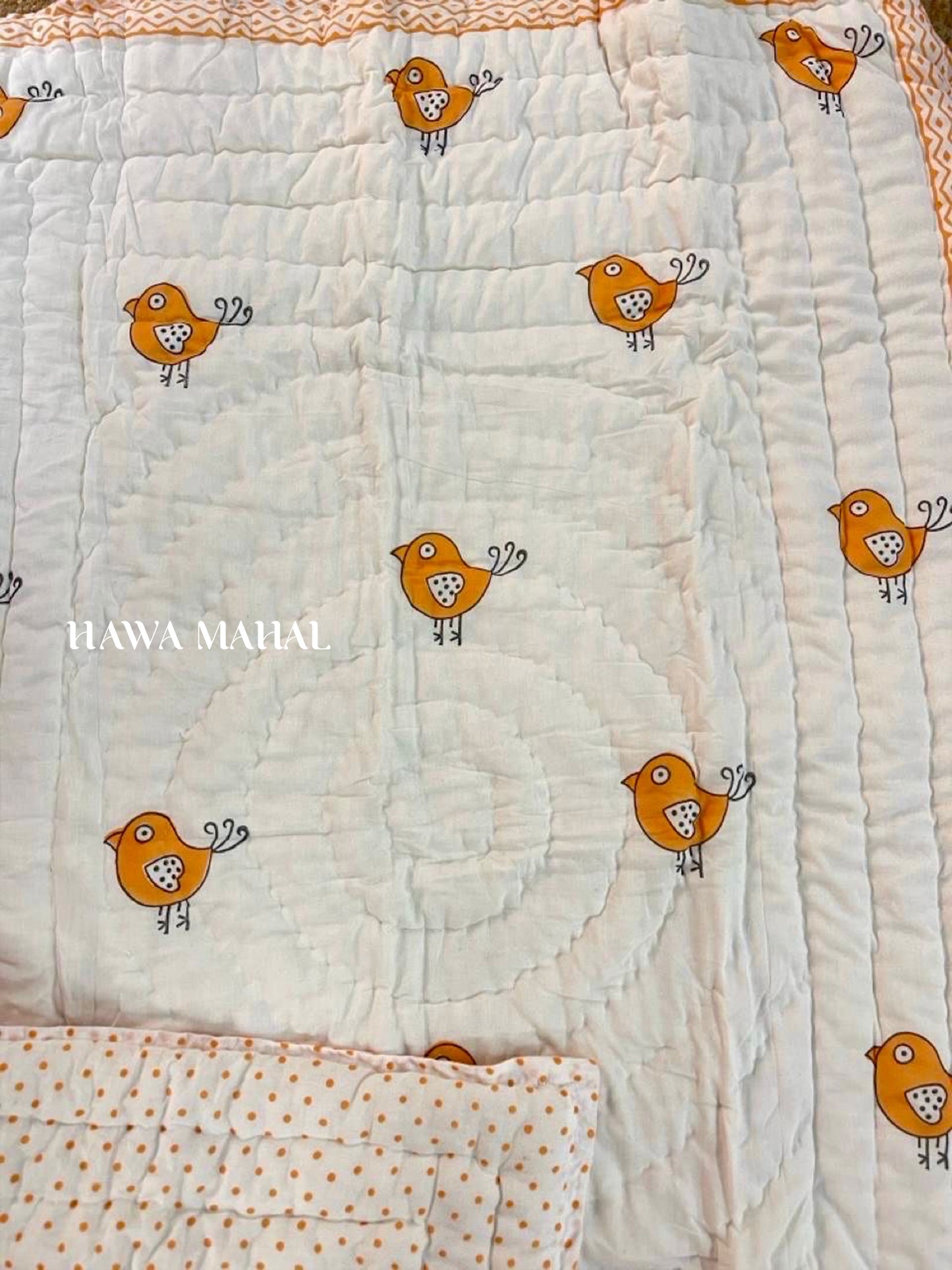 Kids Reversible Mulmul Quilt - Bird