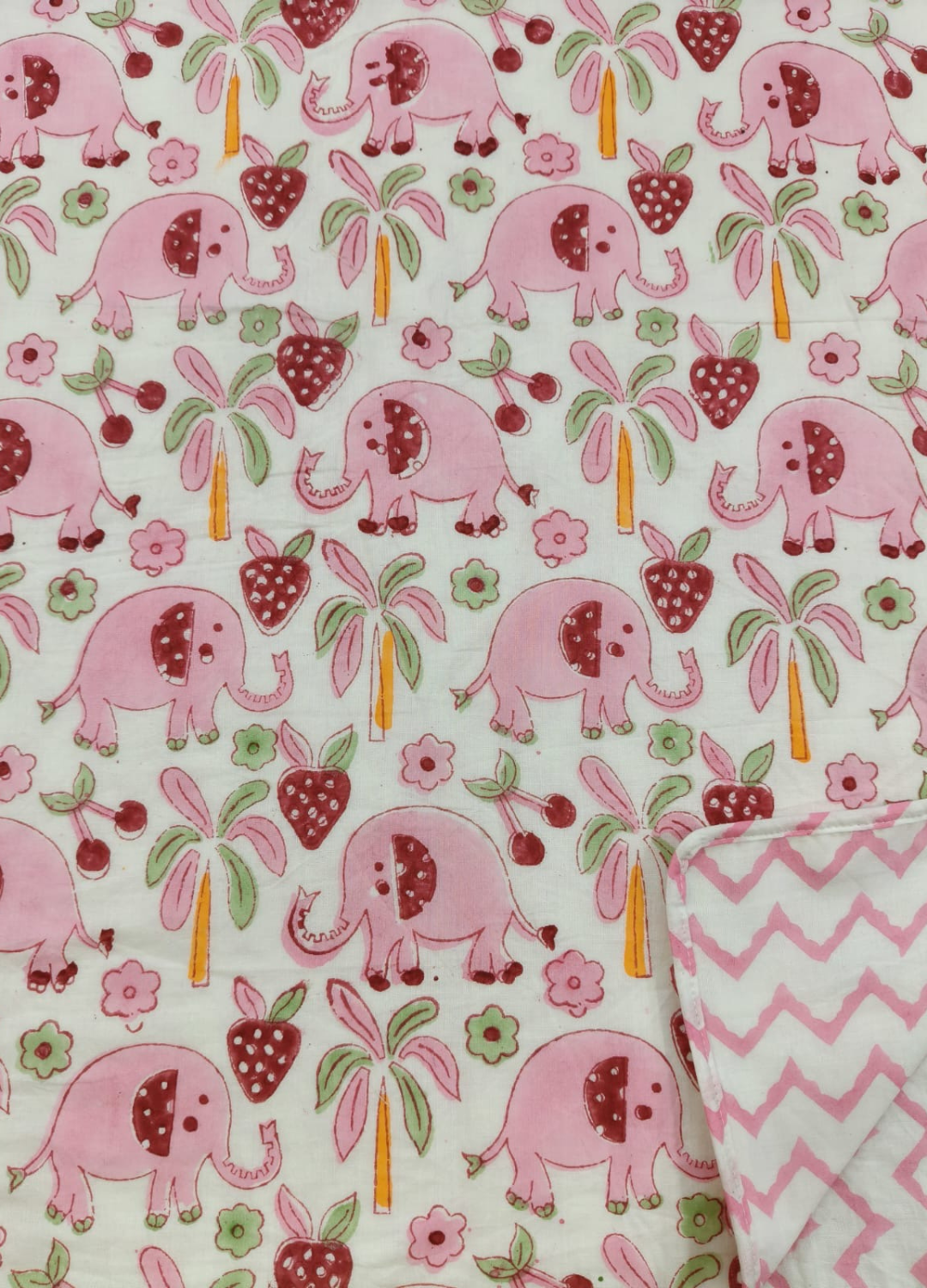Organic Mulmul Kids Cotton Single Dohar – Pink Elephant