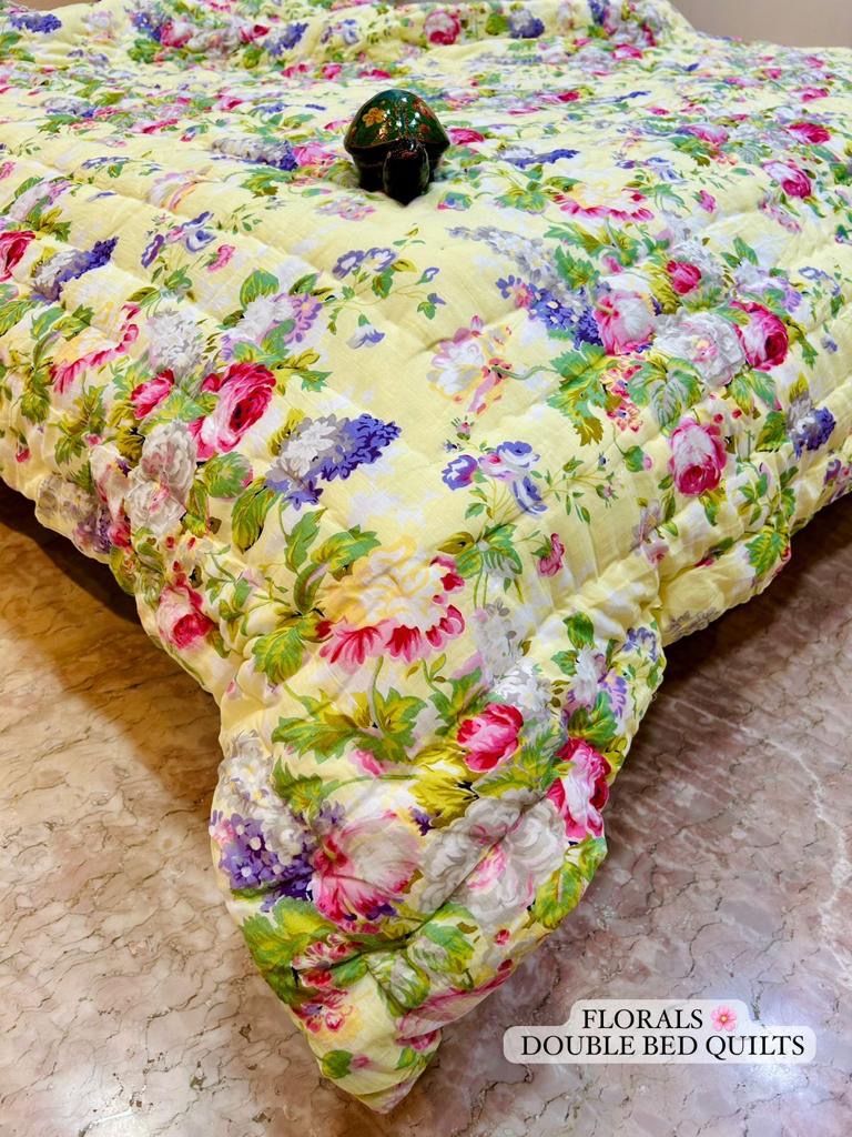 Floral Collection - Matching Double Bed Quilt & Bedsheet Set