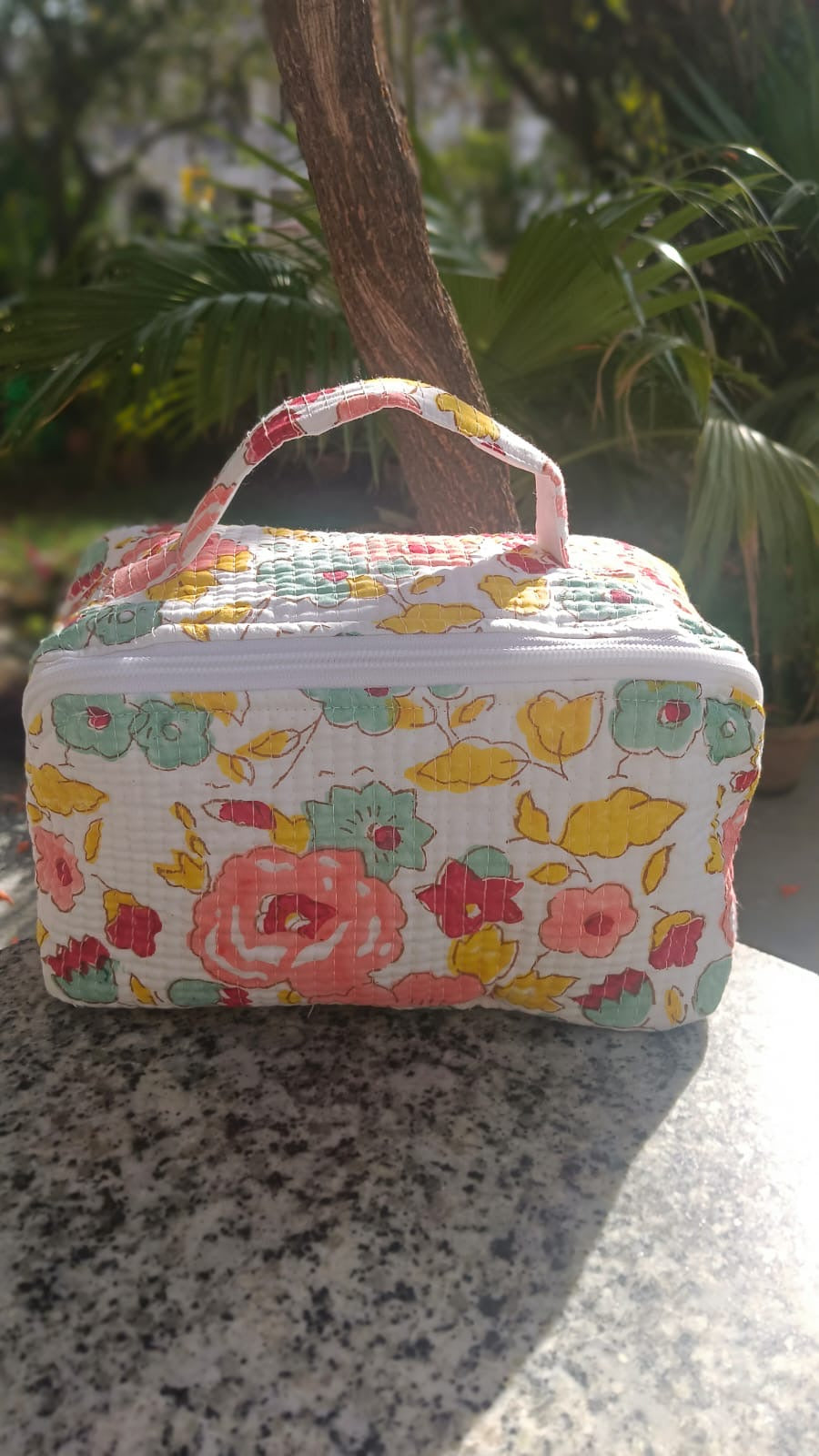 Handblock Quilted Vanity Pouch