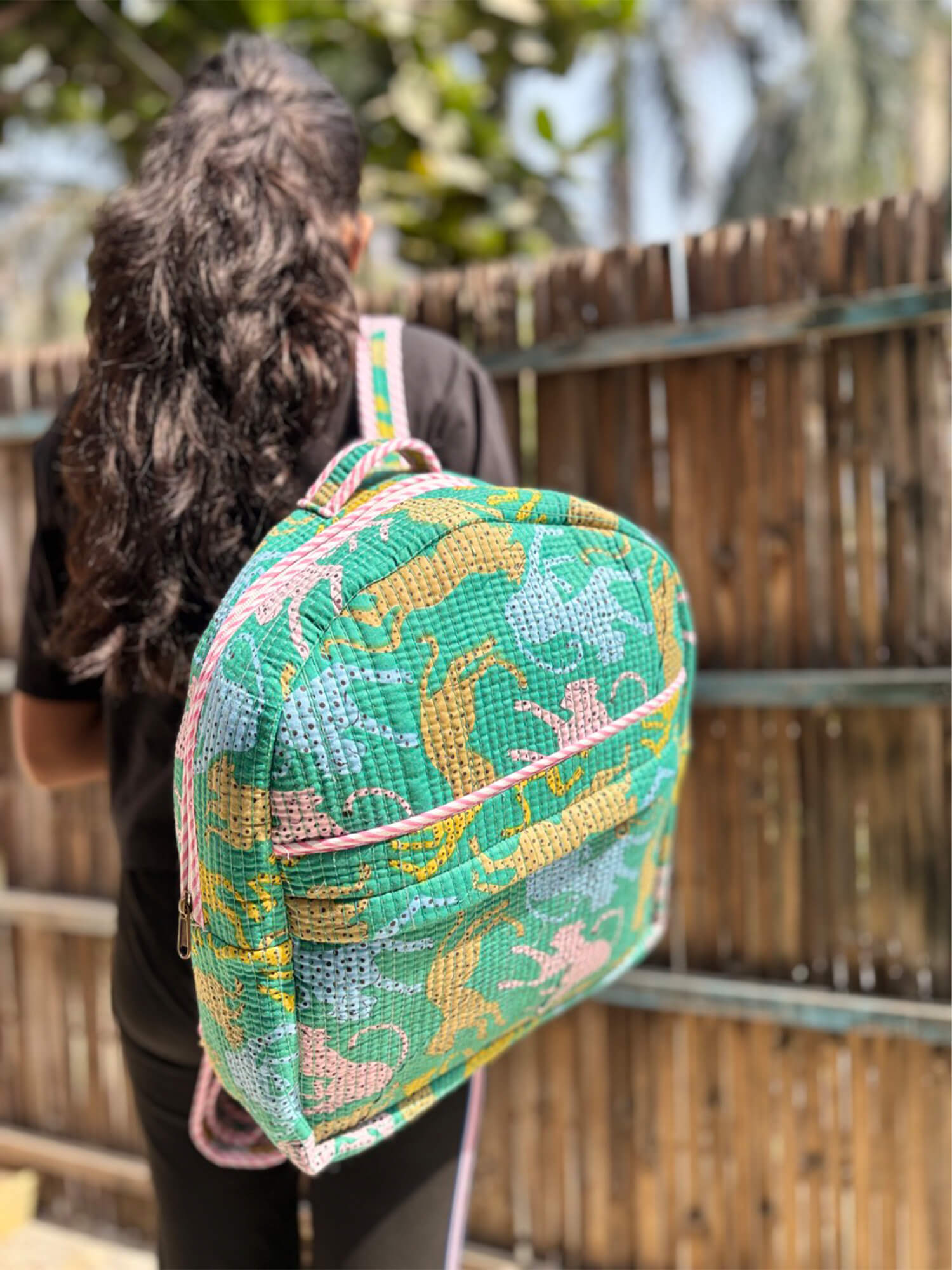 Handblock Quilted Backpack – Lightweight & Stylish