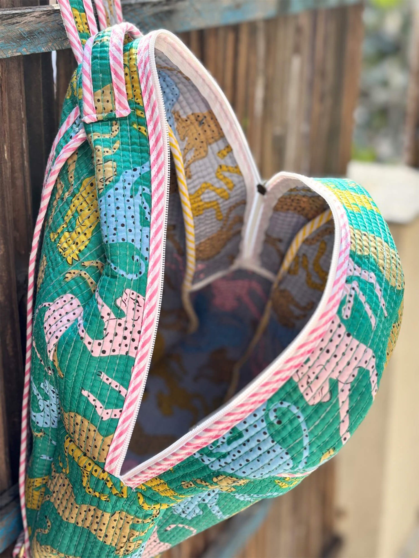 Handblock Quilted Backpack – Lightweight & Stylish