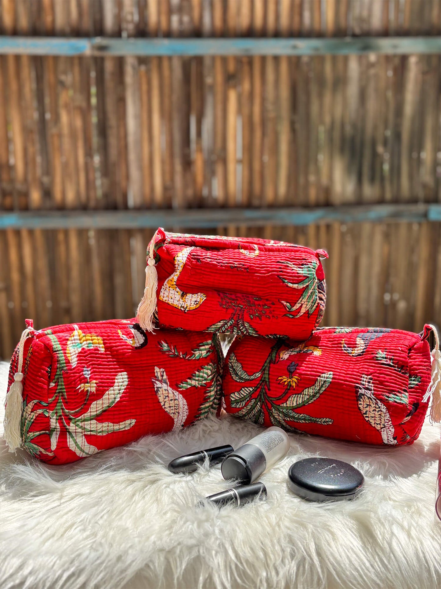 Hand Block Printed Quilted Multiutility Pouch Set – Pack of 3
