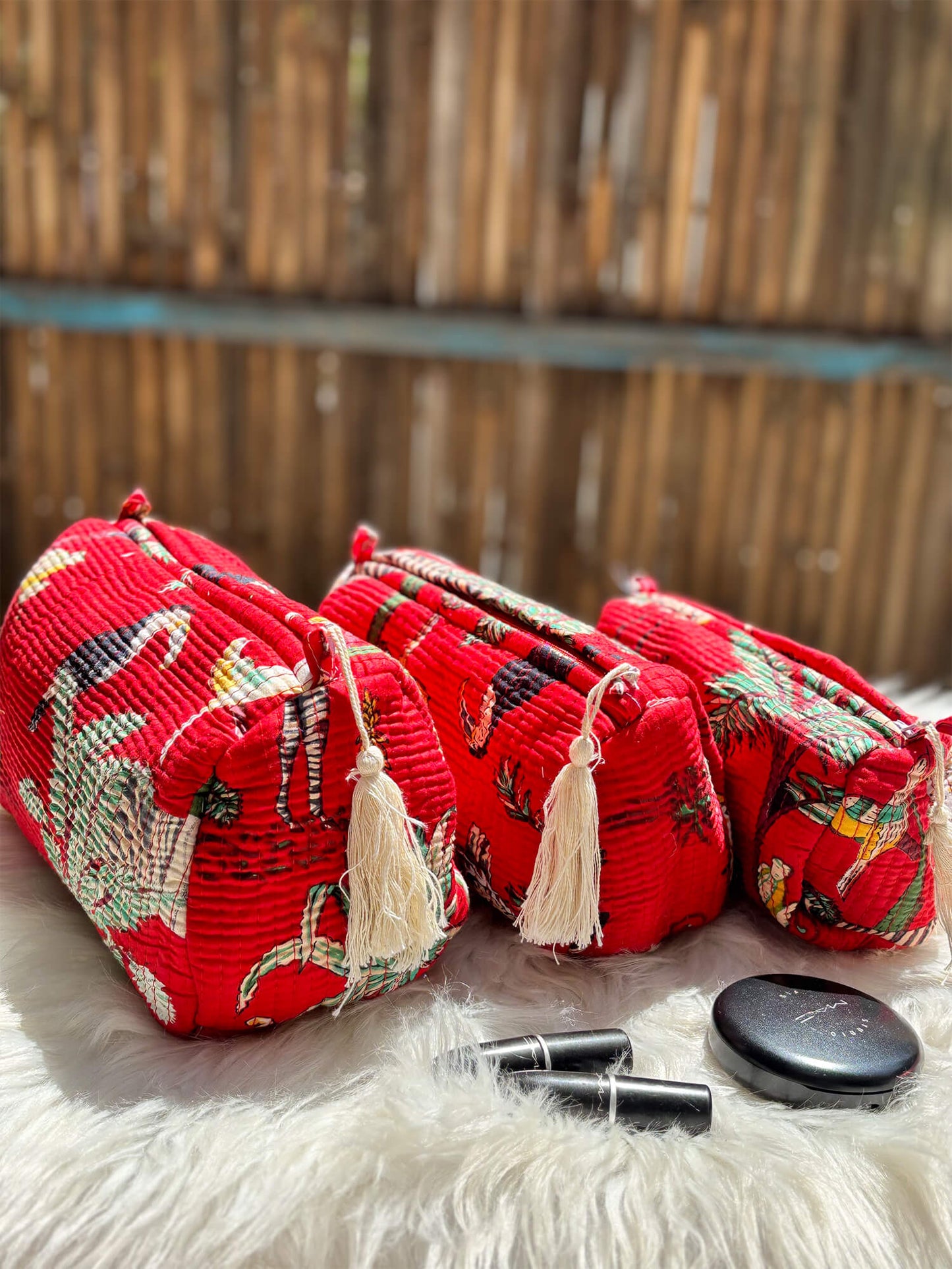 Hand Block Printed Quilted Multiutility Pouch Set – Pack of 3
