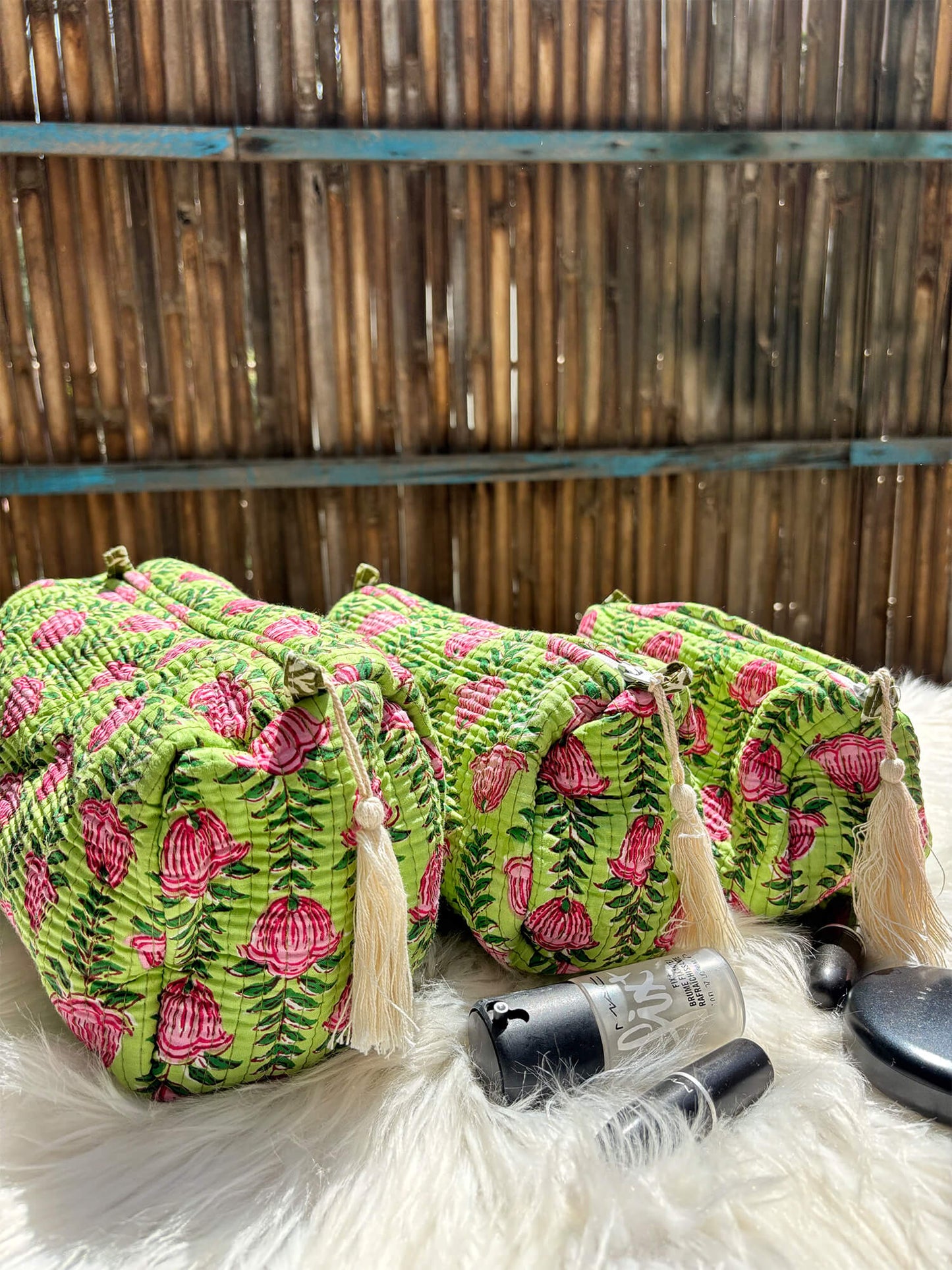 Hand Block Printed Quilted Multiutility Pouch Set – Pack of 3