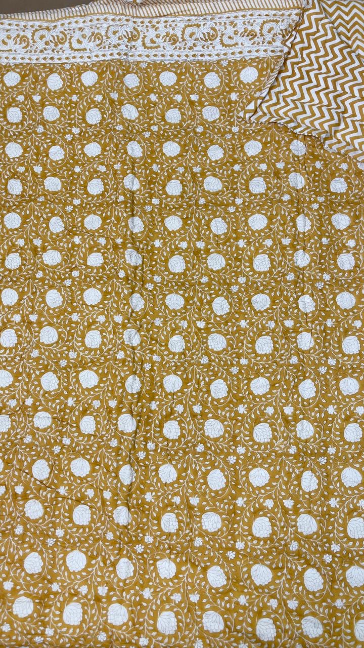 Handblock Printed Reversible Mulmul Cotton Quilt - Double (90 x 108 inch)