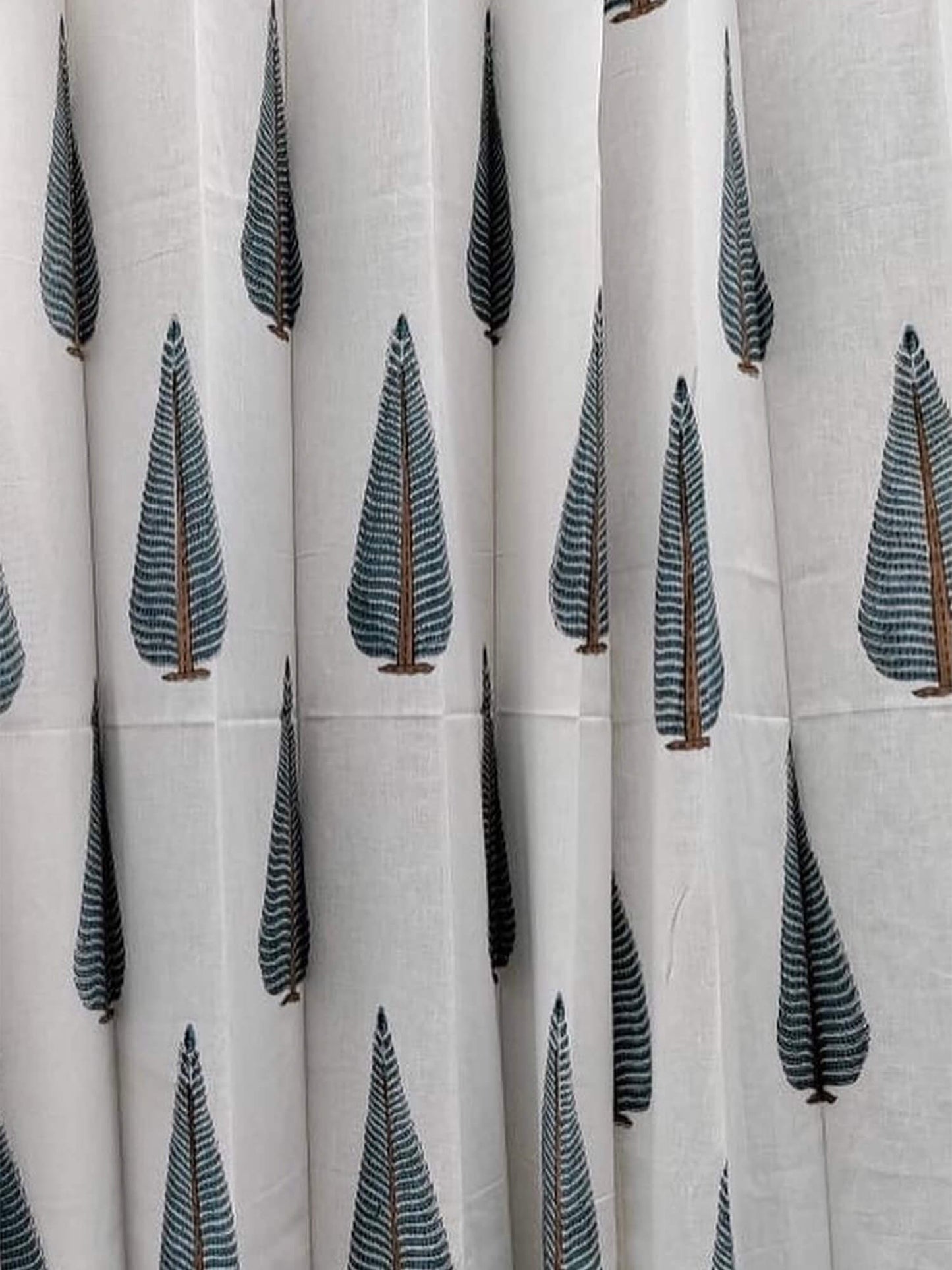 Block Print Curtain- Blue Cypress and Jaal