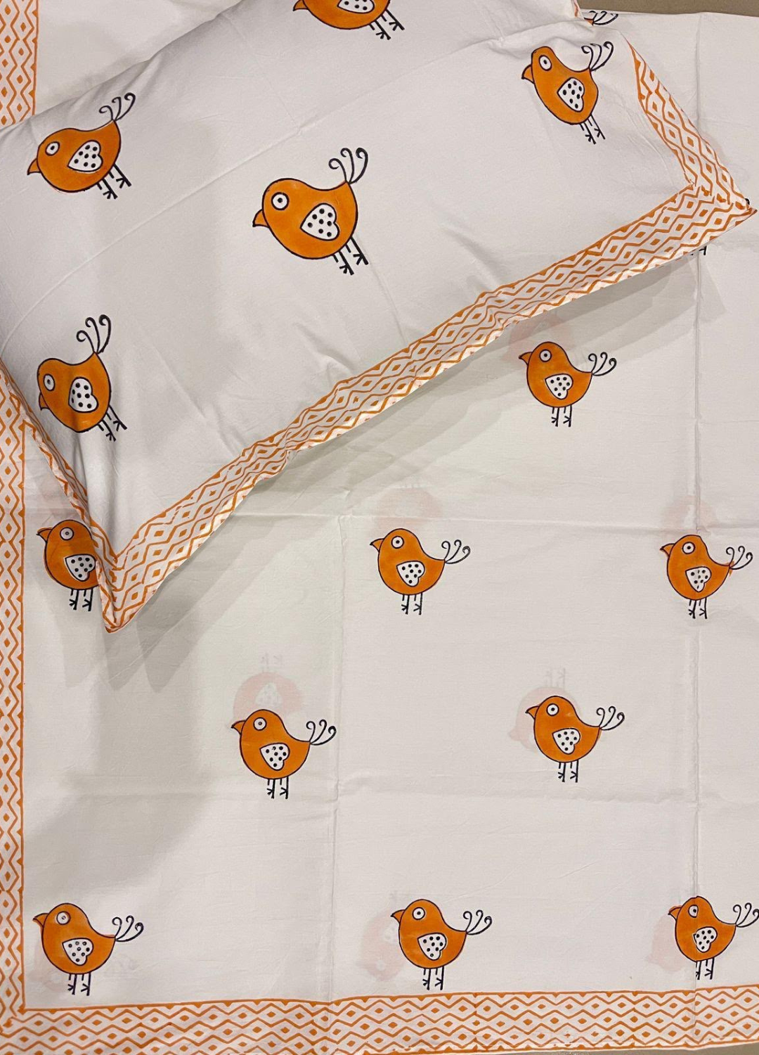 Handblock Kids Percale Single Bedsheet – Bird