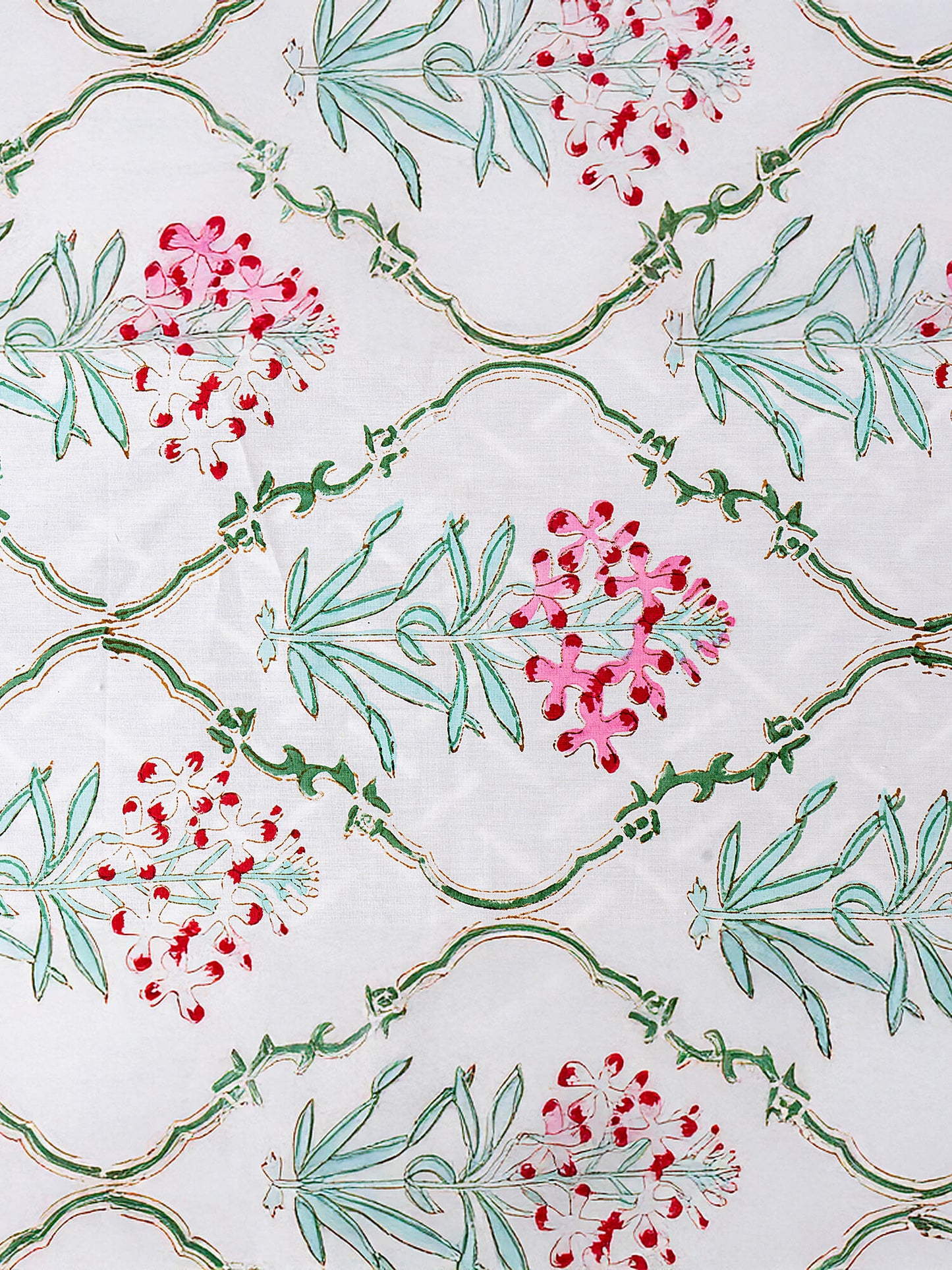 Mughal Bagh Collection - Hand Block Printed King Bedsheet with Reversible Pillow Covers (90 x 108 inches)
