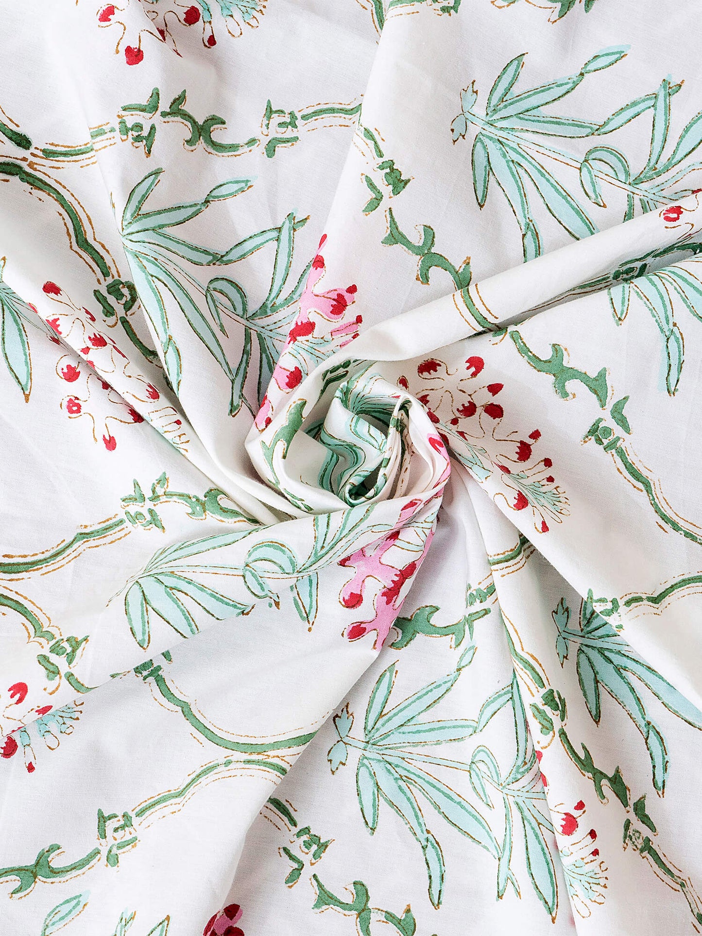 Mughal Bagh Collection - Hand Block Printed King Bedsheet with Reversible Pillow Covers (90 x 108 inches)