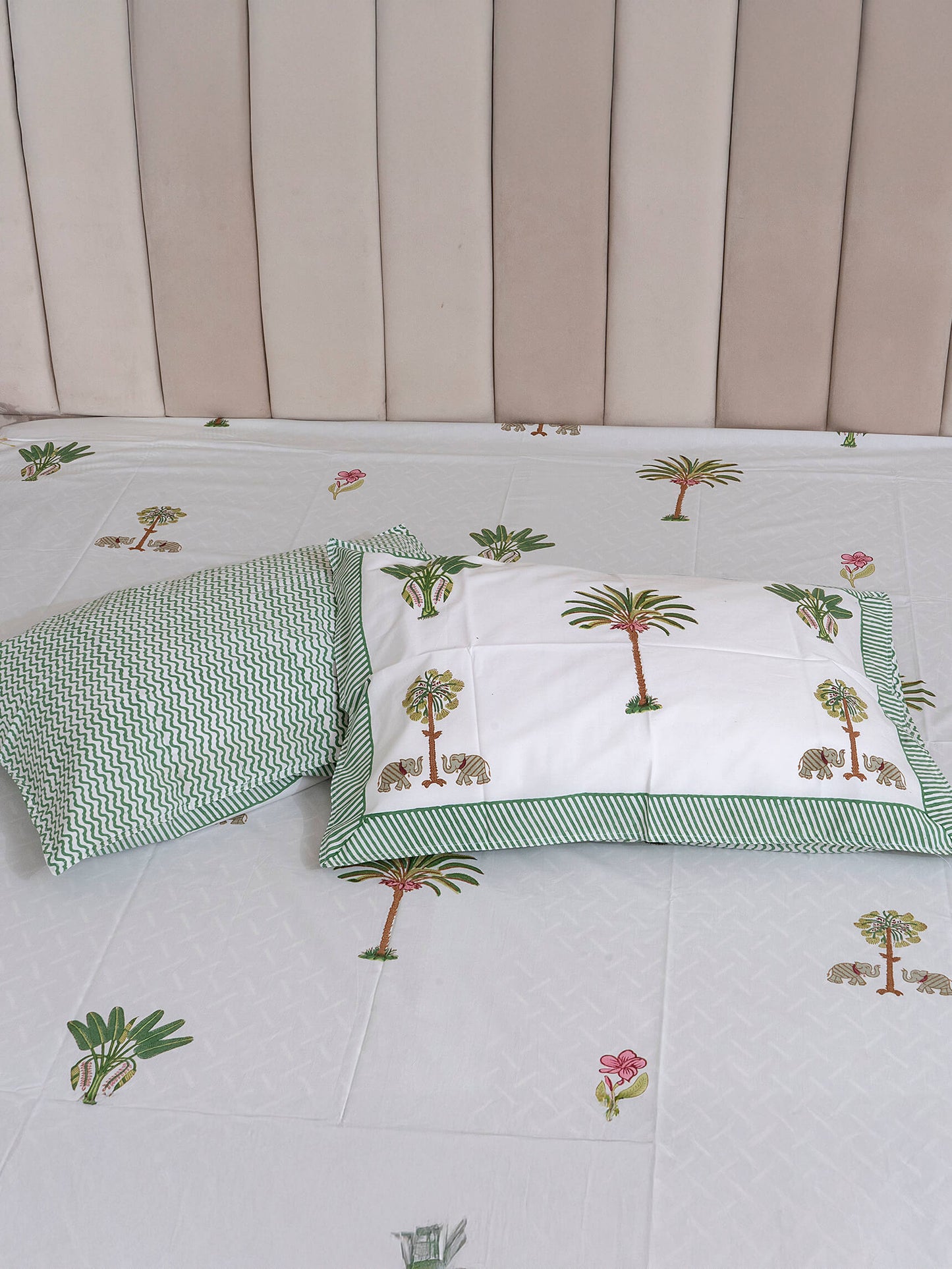 Shikar Bagh Collection - Hand Block Printed King Bedsheet with Reversible Pillow Covers (90 x 108 inches)