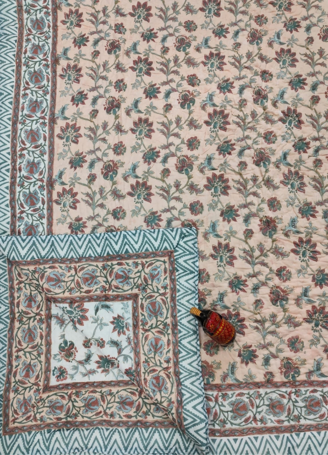 Handblock Printed Reversible Mulmul Cotton Quilt - Set of 2 Single Quilt (60 x 90 inch)