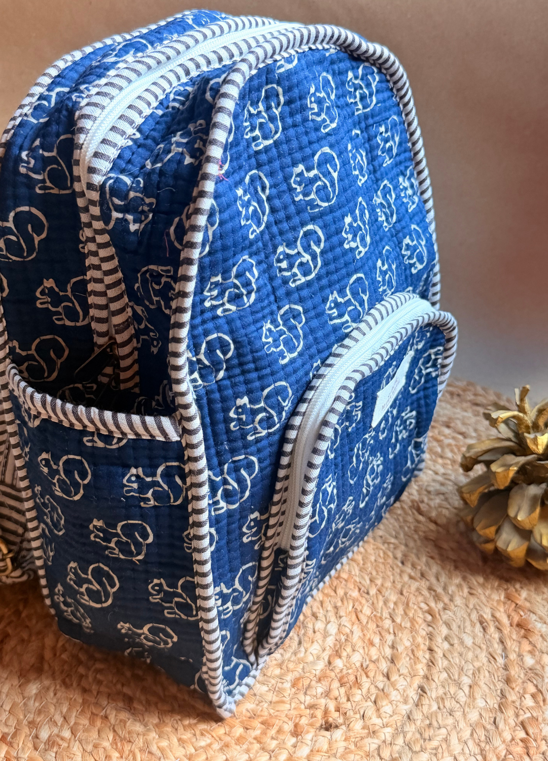 Quilted Small Backpack - Blue