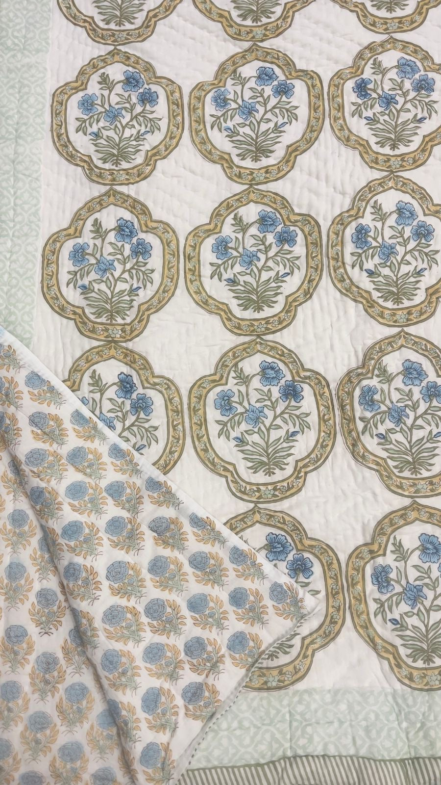 Handblock Printed Reversible Mulmul Cotton Quilt - Double (90 x 108 inch)