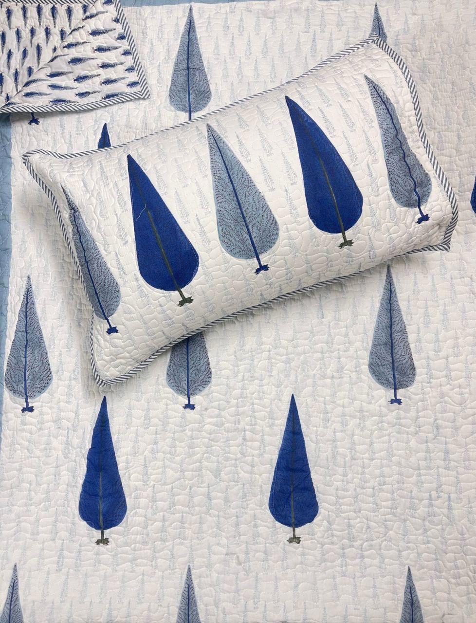 Handcrafted Quilted Cotton Bedcover with Two Pillow Covers