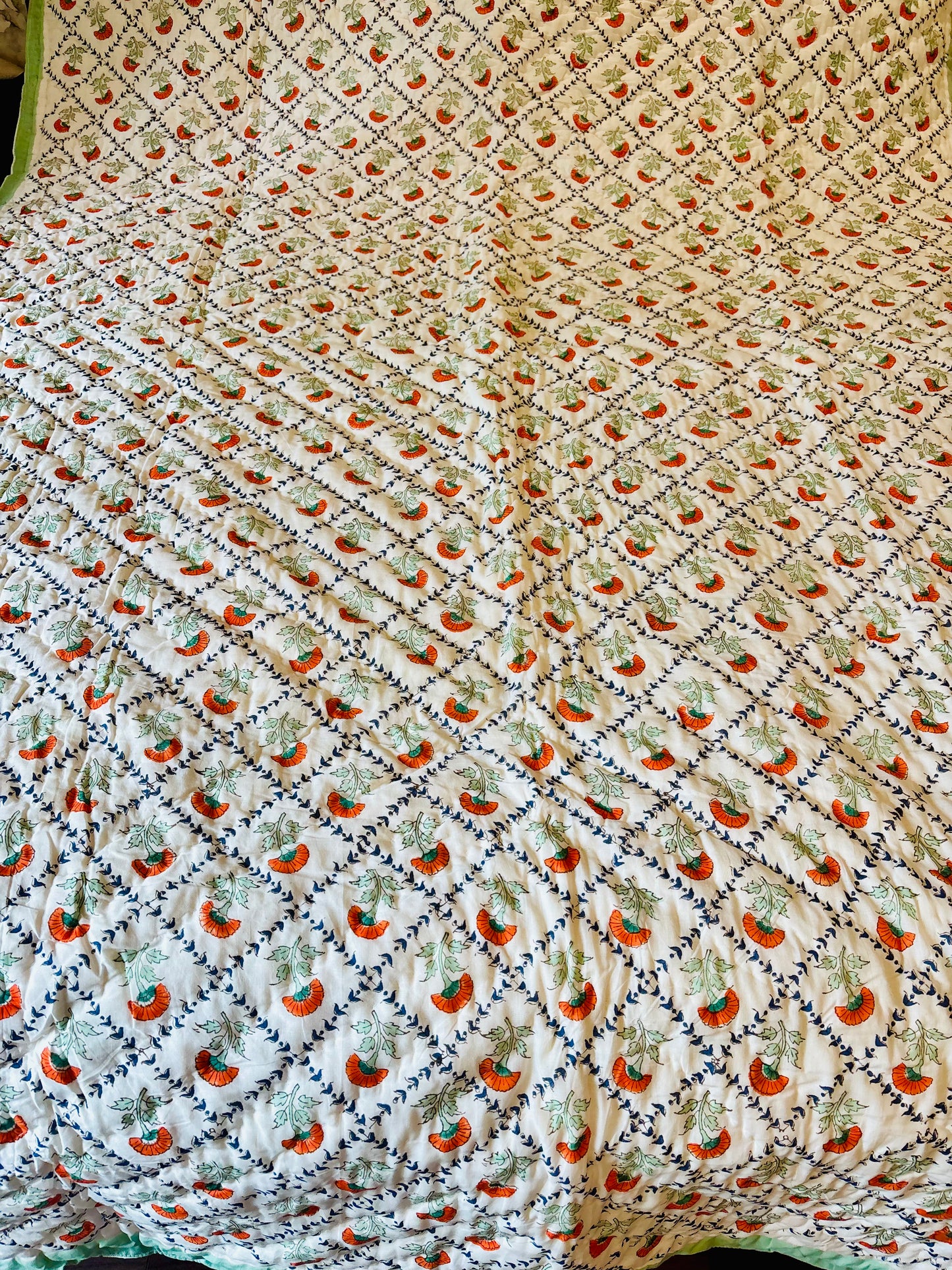 Aman Bagh Collection - Handblock Printed Reversible Mulmul Cotton Quilt - Single (60 x 90 inch)