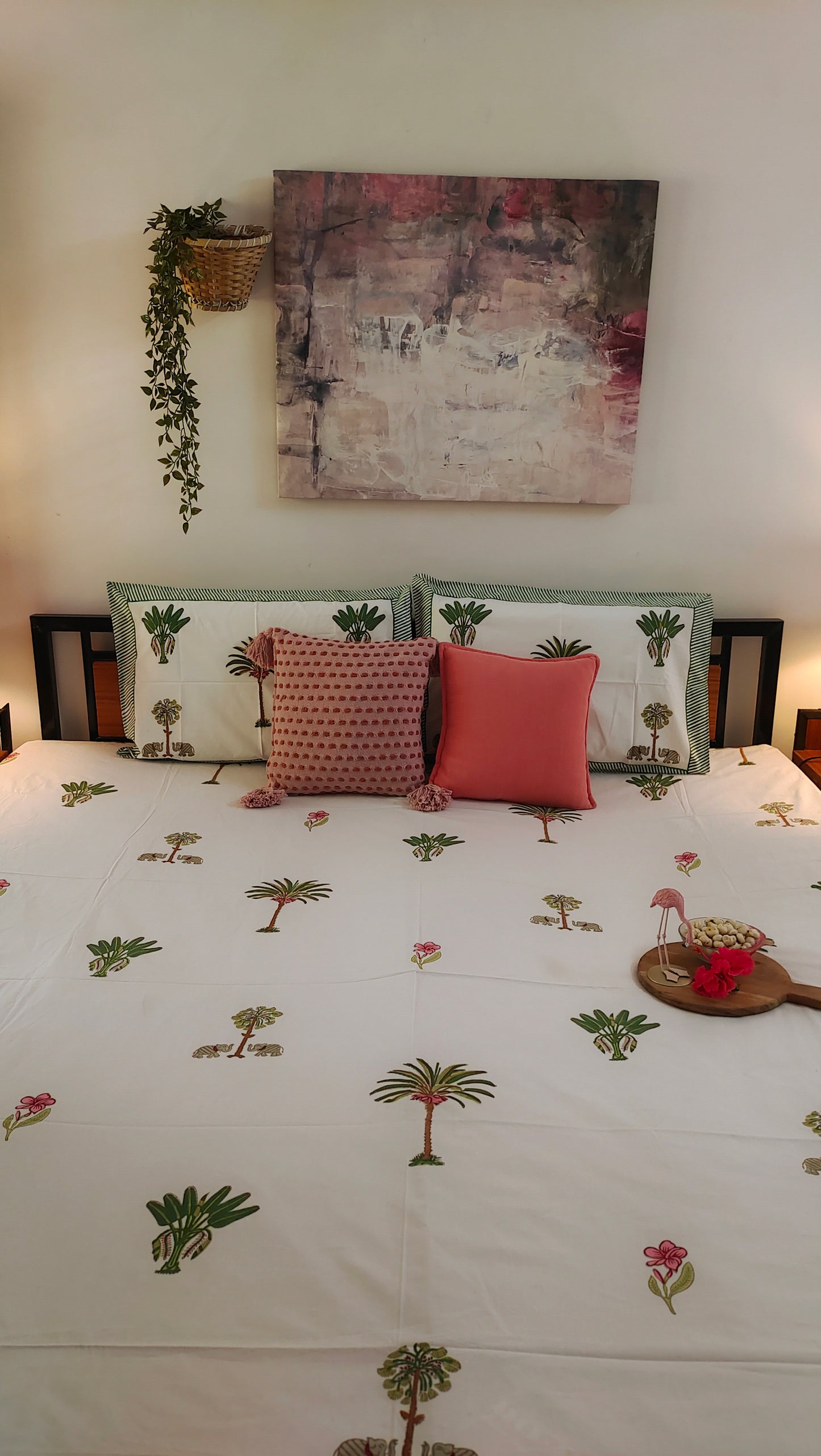 Shikar Bagh Collection - Hand Block Printed King Bedsheet with Reversible Pillow Covers (90 x 108 inches)